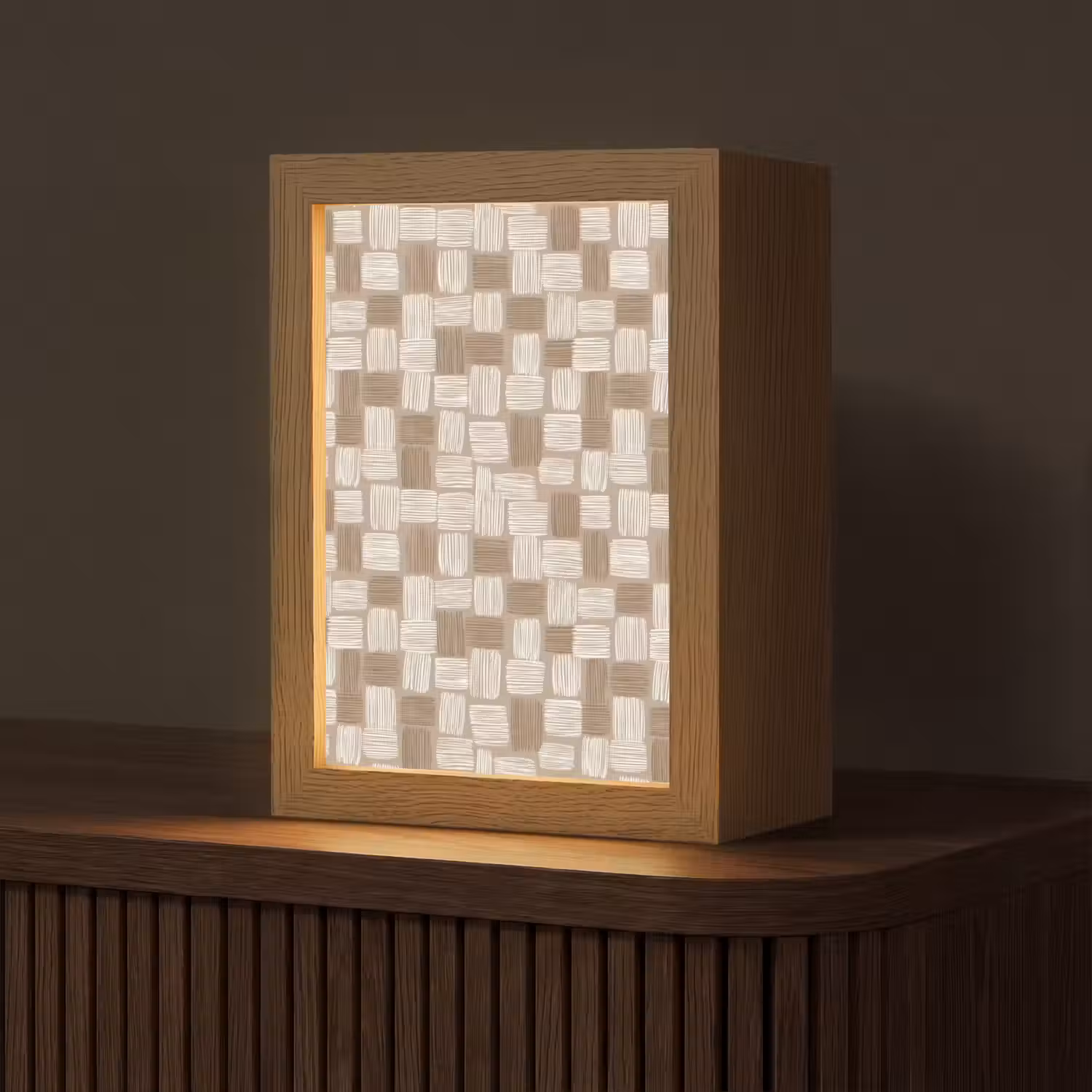 Blok - Patroon - Bruin Light Box met kabel (Tafellamp) klein 925 -z3d_website