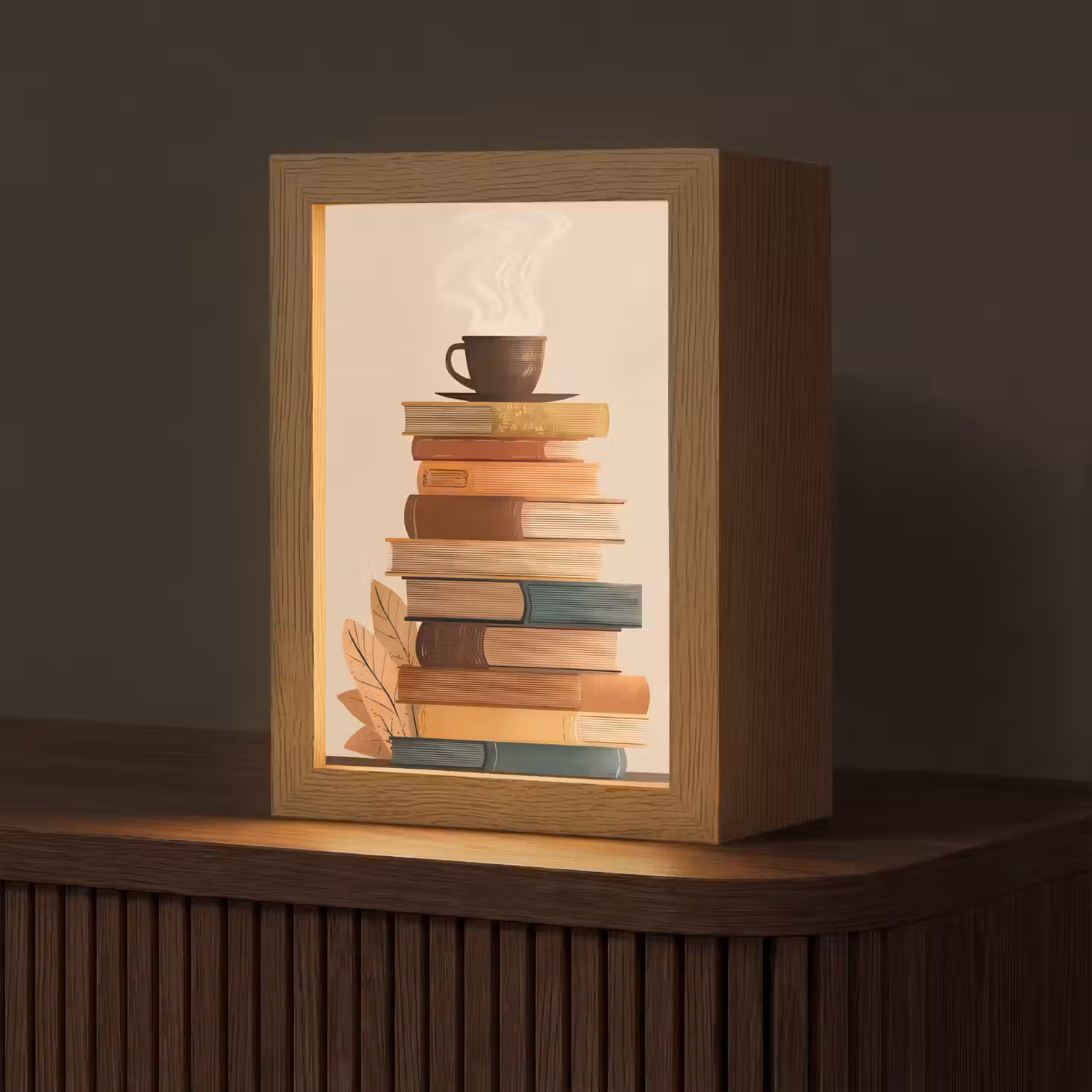Boeken - Toren - Koffie - Beige Light Box met kabel (Tafellamp) klein -z3d_website