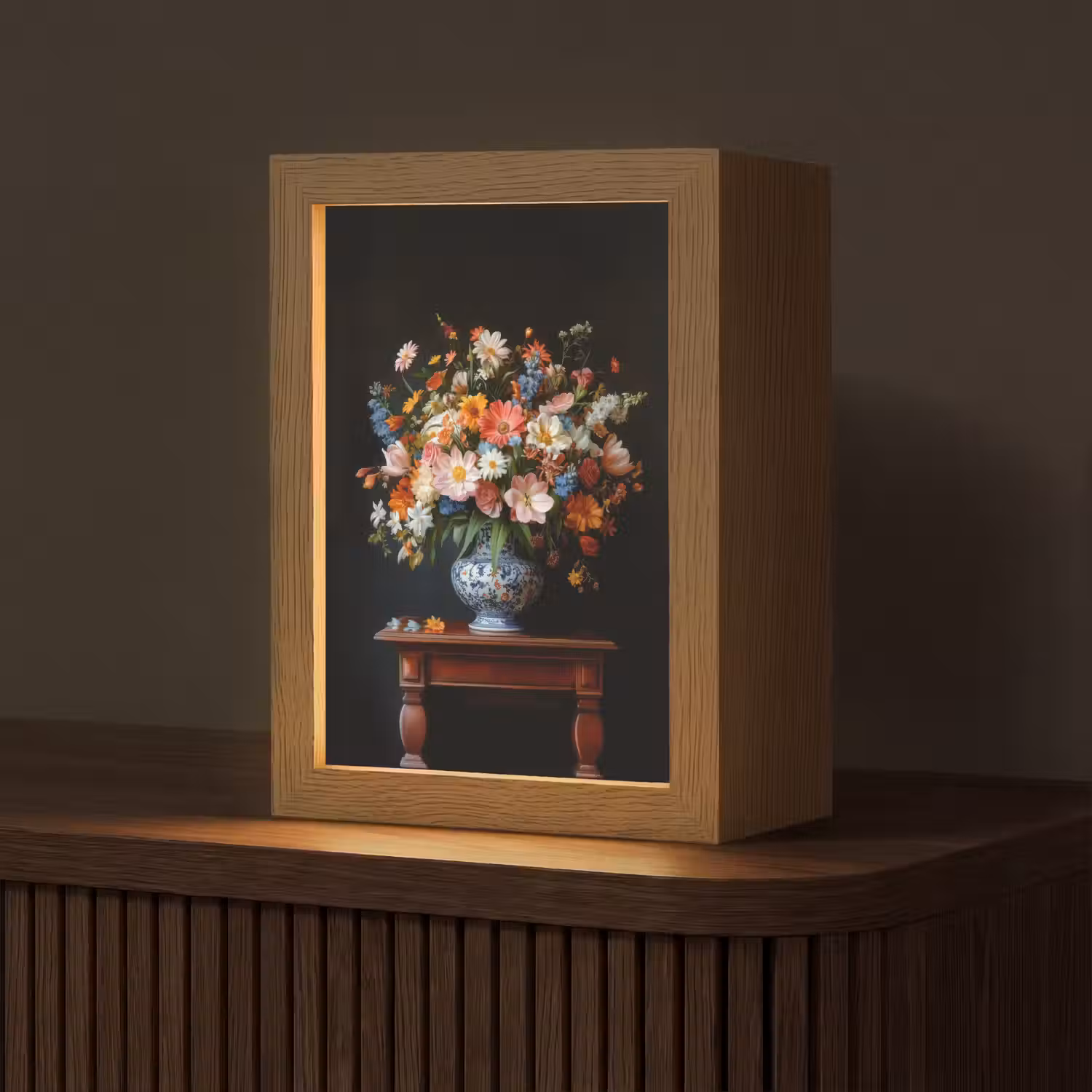 Boeket - Roze - Bloemen - Vaas Light Box met kabel (Tafellamp) klein -z3d_website