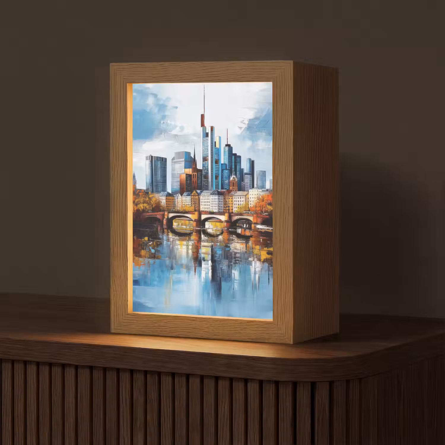Bomen Frankfurt- Stad - Skyline - Brug Light Box met kabel (Tafellamp) klein -z3d_website