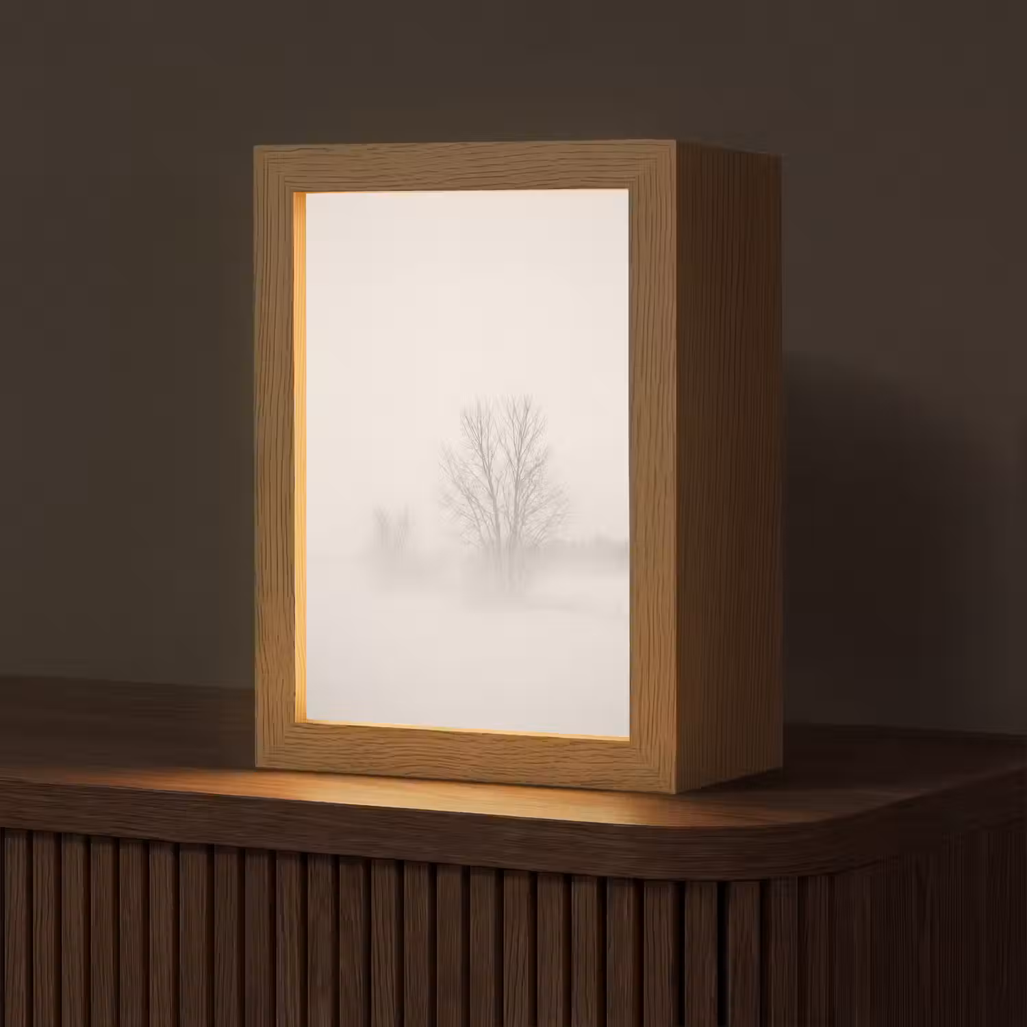 Boom - Mist - Sneeuw - Winter - Minimalistisch Light Box met kabel (Tafellamp) klein -z3d_website