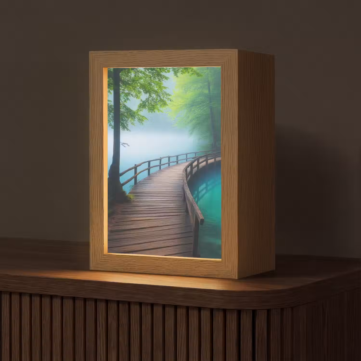 Brug - Water - Rivier - Bos Light Box met kabel (Tafellamp) klein -z3d_website