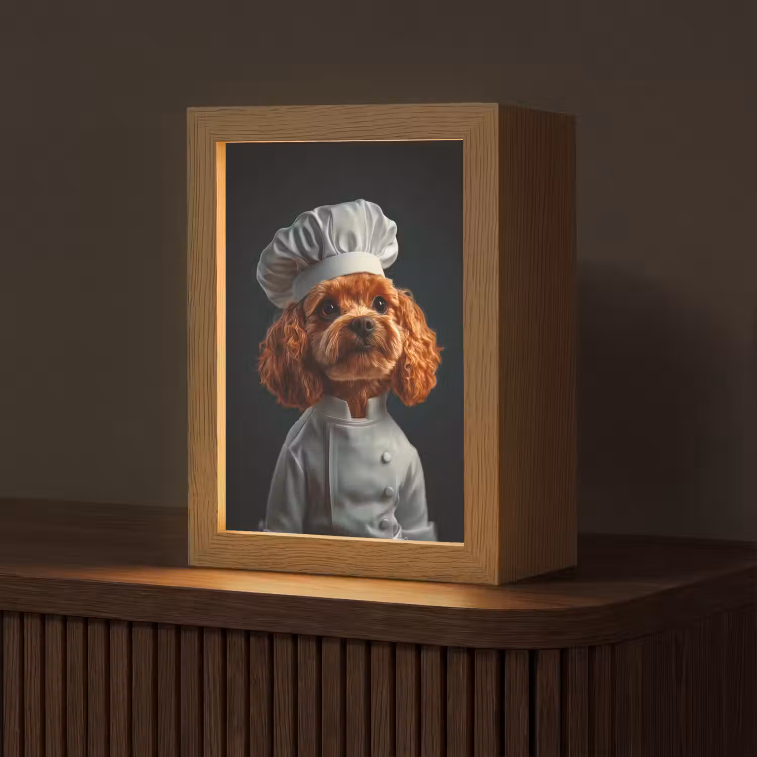 Bruin - Kok - Hondje Light Box met kabel (Tafellamp) klein -z3d_website