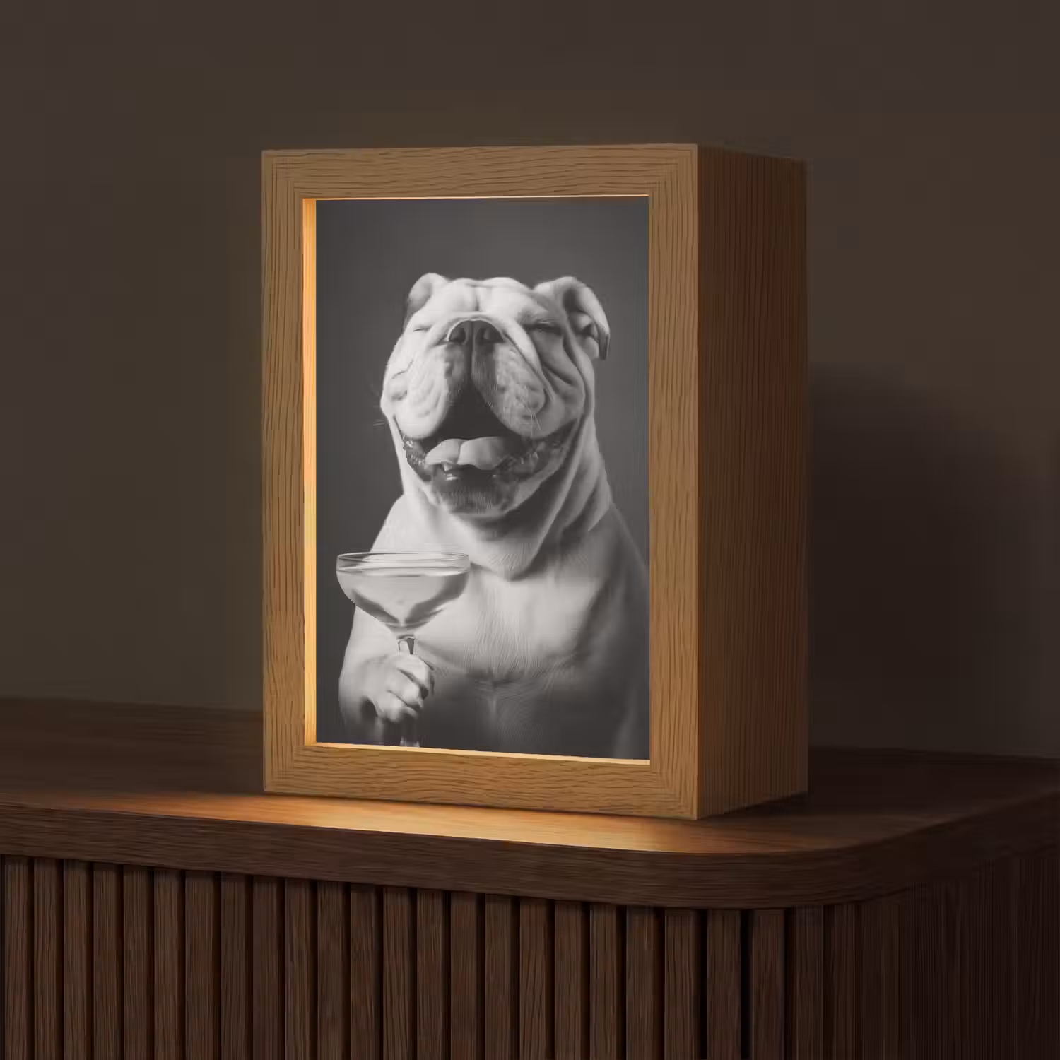 Buldog - Hond - Glas Light Box met kabel (Tafellamp) klein -z3d_website