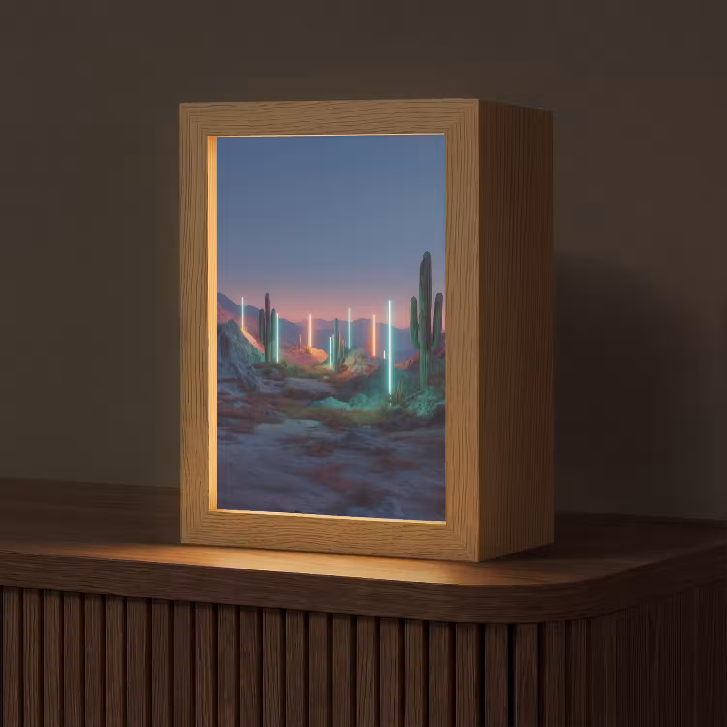 Cactus - Lichtzuilen - Zonsondergang Light Box met kabel (Tafellamp) klein -z3d_website
