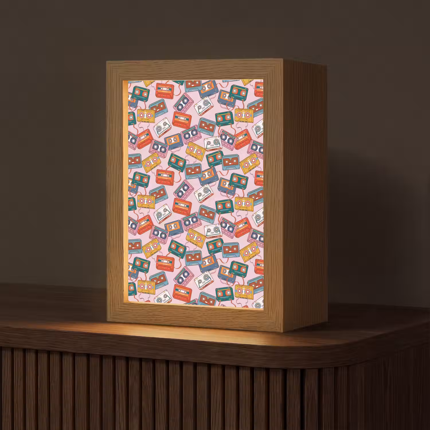 Cassette - Patroon - Roze Light Box met kabel (Tafellamp) klein 925 -z3d_website