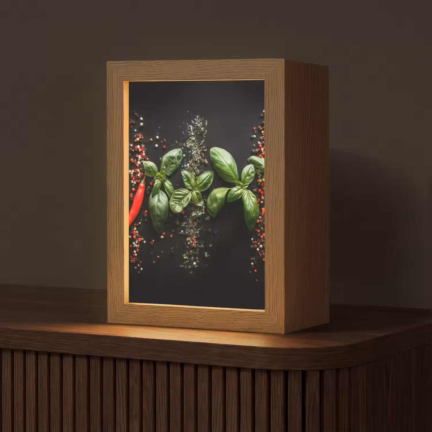 Chilipepers - Basilicum - Blaadjes - Rood Light Box met kabel (Tafellamp) klein -z3d_website