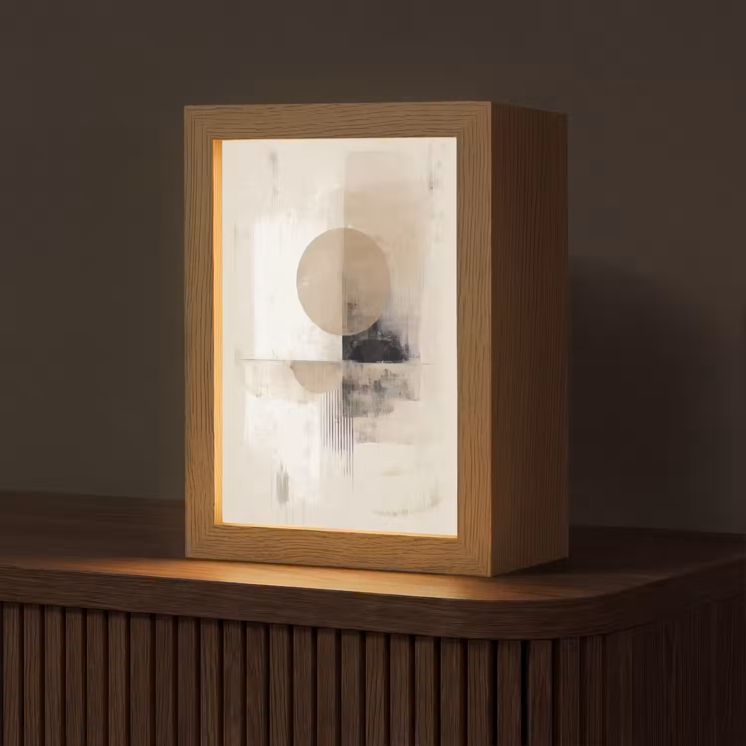 Cirkel - Compositie - Diepte - Beige Light Box met kabel (Tafellamp) klein -z3d_website