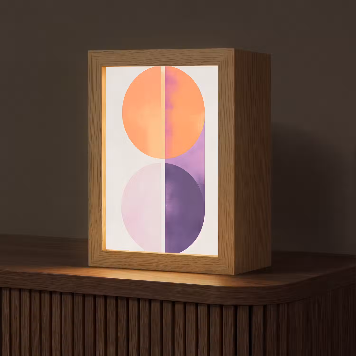 Cirkels - Abstract - Paars Light Box met kabel (Tafellamp) klein -z3d_website