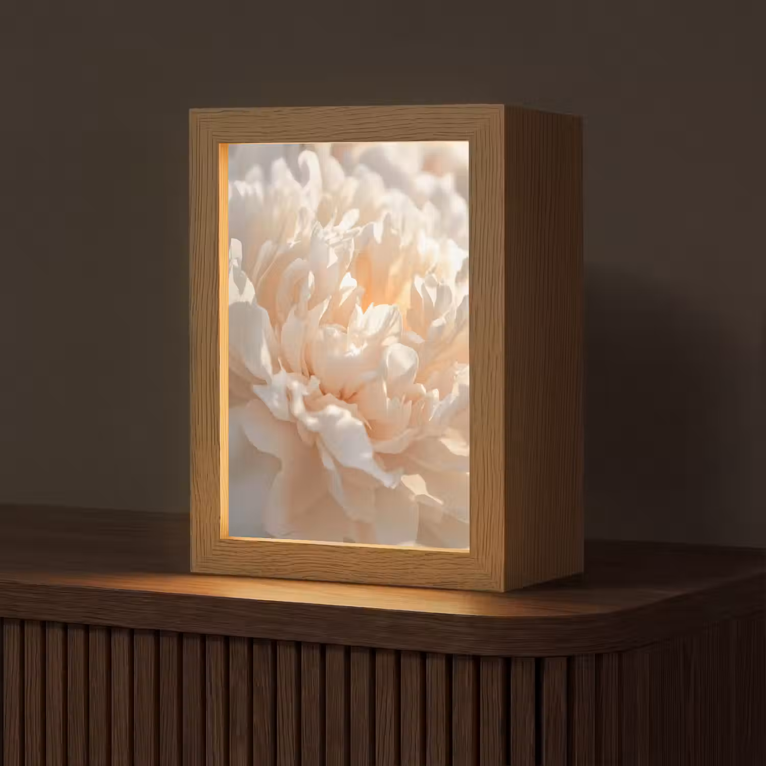 Close up - Pioenroos - Lichtroze Light Box met kabel (Tafellamp) klein -z3d_website