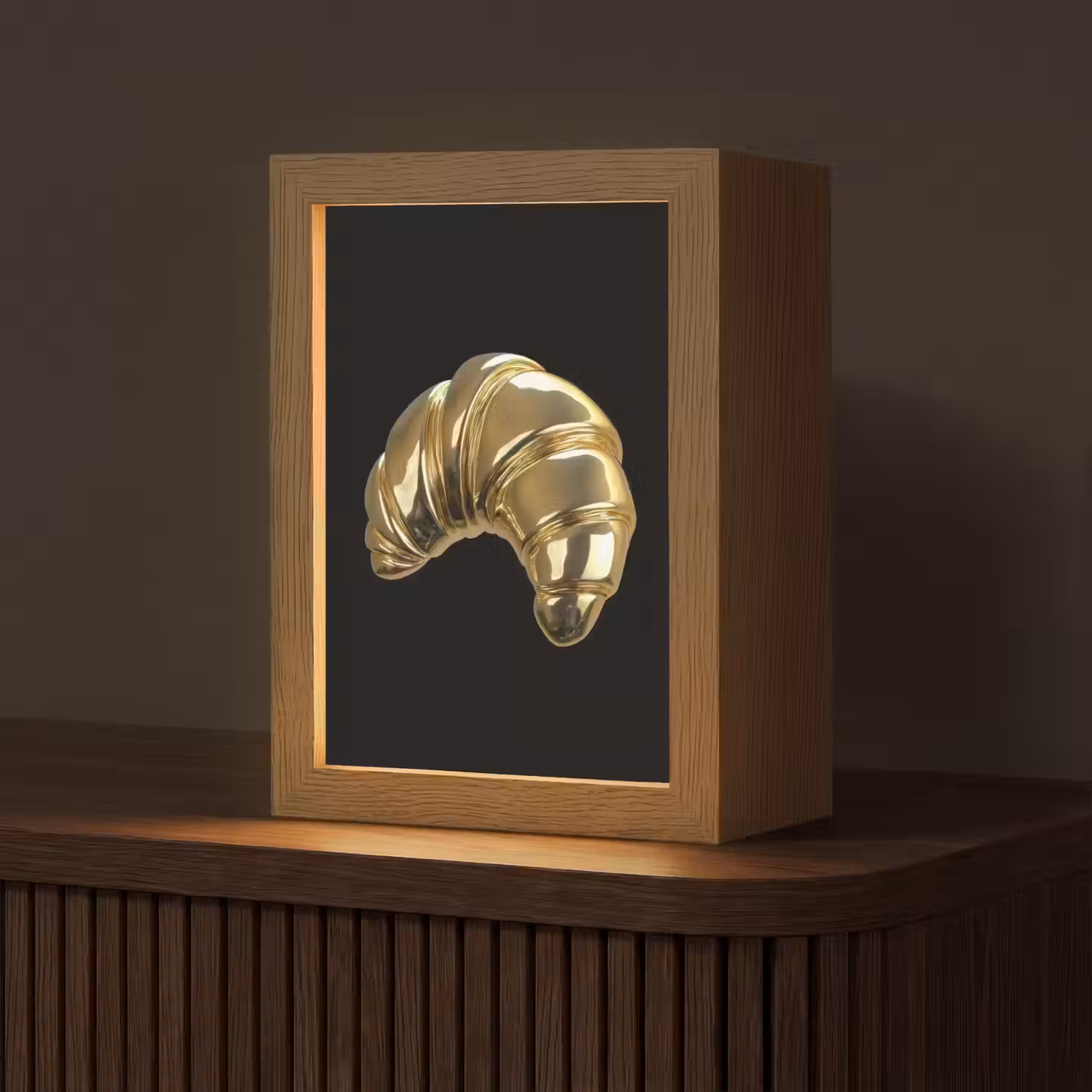 Croissant - Brood - Goud - Zwart Light Box met kabel (Tafellamp) klein -z3d_website