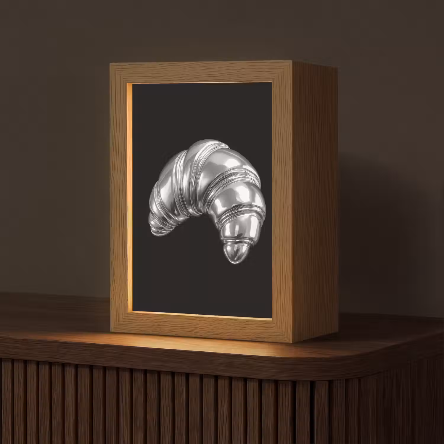 Croissant - Metaal - Zilver Light Box met kabel (Tafellamp) klein -z3d_website