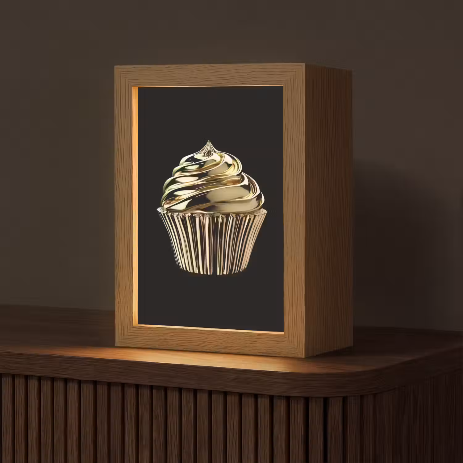 Cupcake - Eten - Goud - Zwart Light Box met kabel (Tafellamp) klein -z3d_website