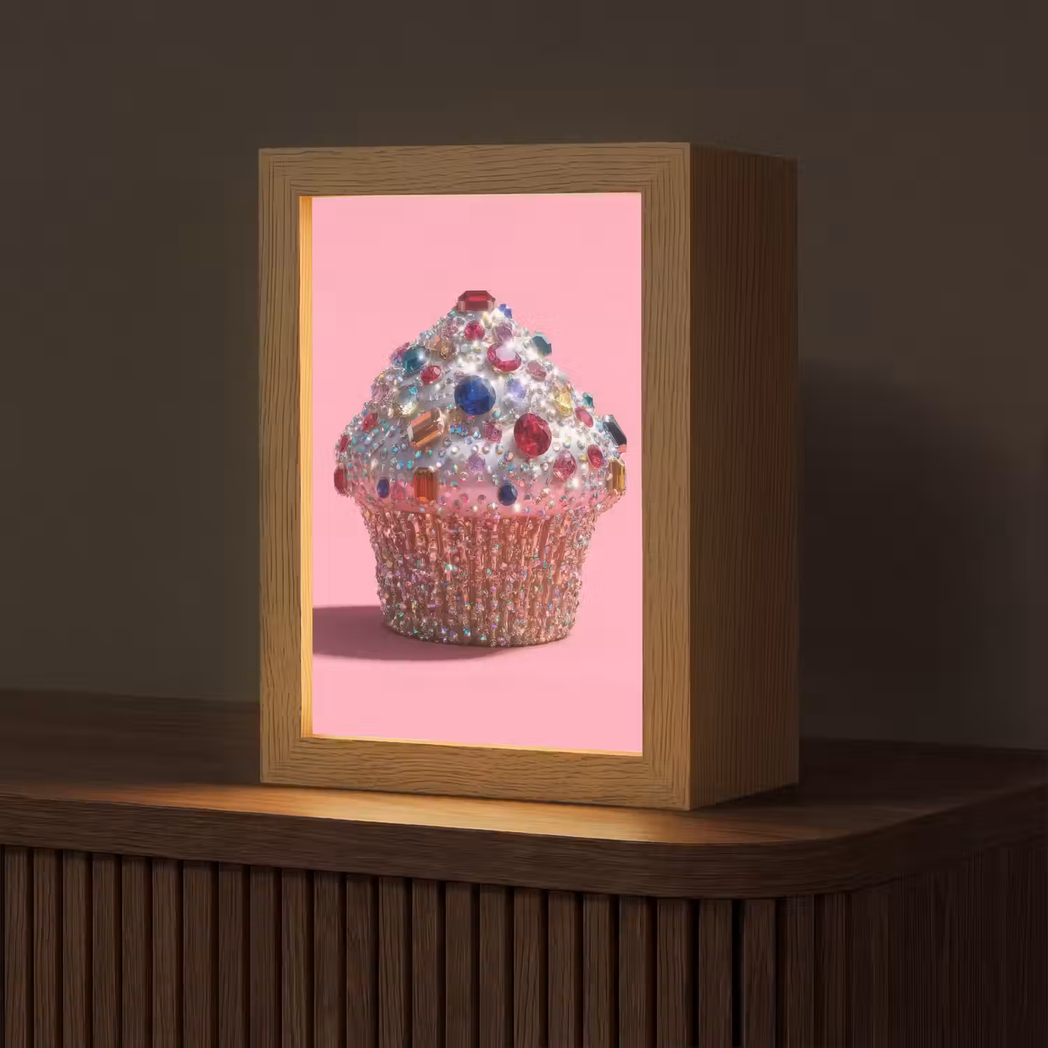 Cupcake - Kleurrijk - Edelstenen Light Box met kabel (Tafellamp) klein -z3d_website