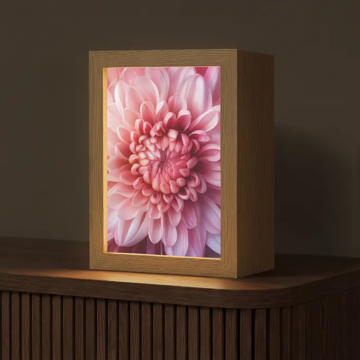 Dahlia - Bloem - Close up - Roze Light Box met kabel (Tafellamp) klein -z3d_website