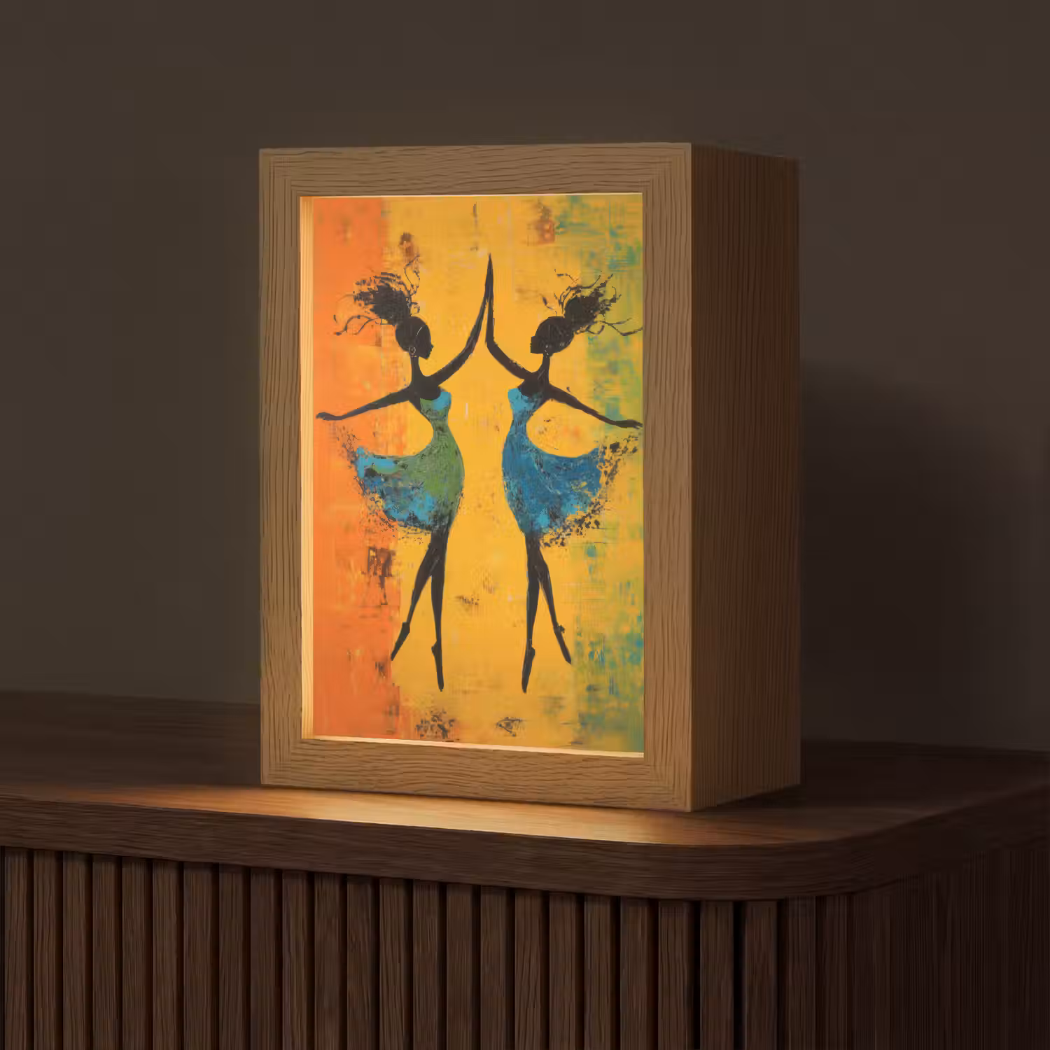 Dansen - Vrouwen - Verfstructuur Light Box met kabel (Tafellamp) klein -z3d_website