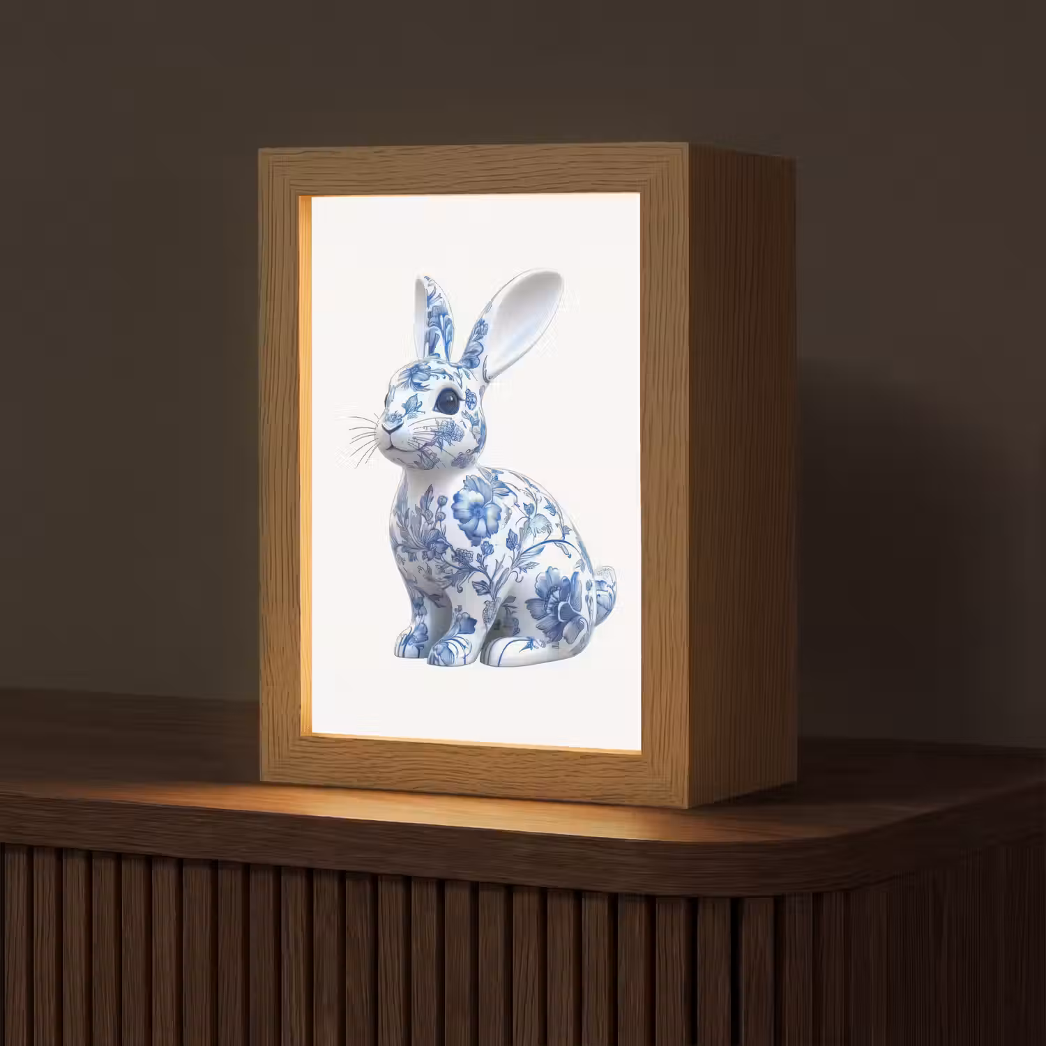 Delftsblauw - Haasje - Wit Light Box met kabel (Tafellamp) klein -z3d_website