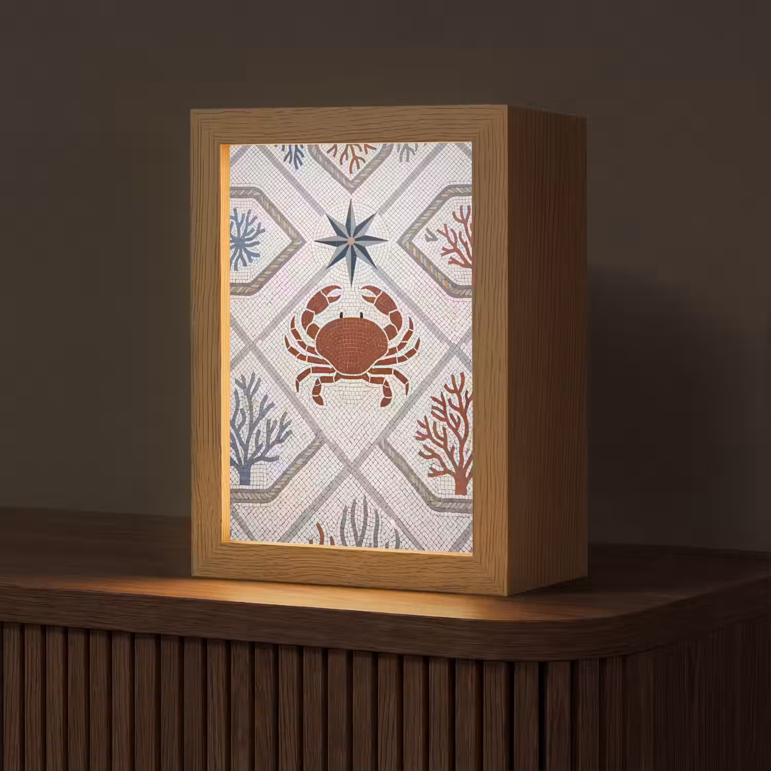 Dier - Mozaïek - Zee - Klassiek - Bruin Light Box met kabel (Tafellamp) klein -z3d_website
