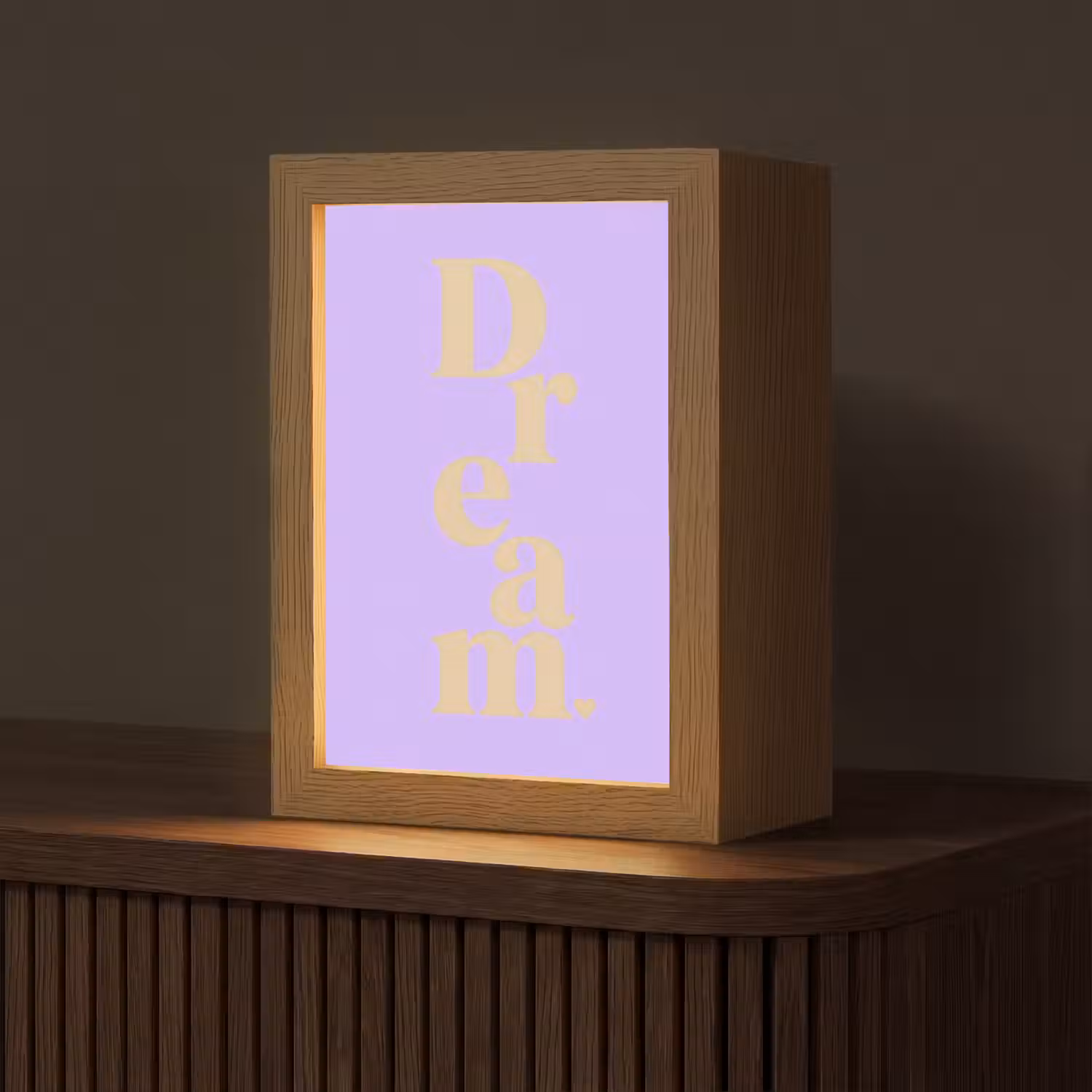 Dream - Paars - Typografisch Light Box met kabel (Tafellamp) klein -z3d_website