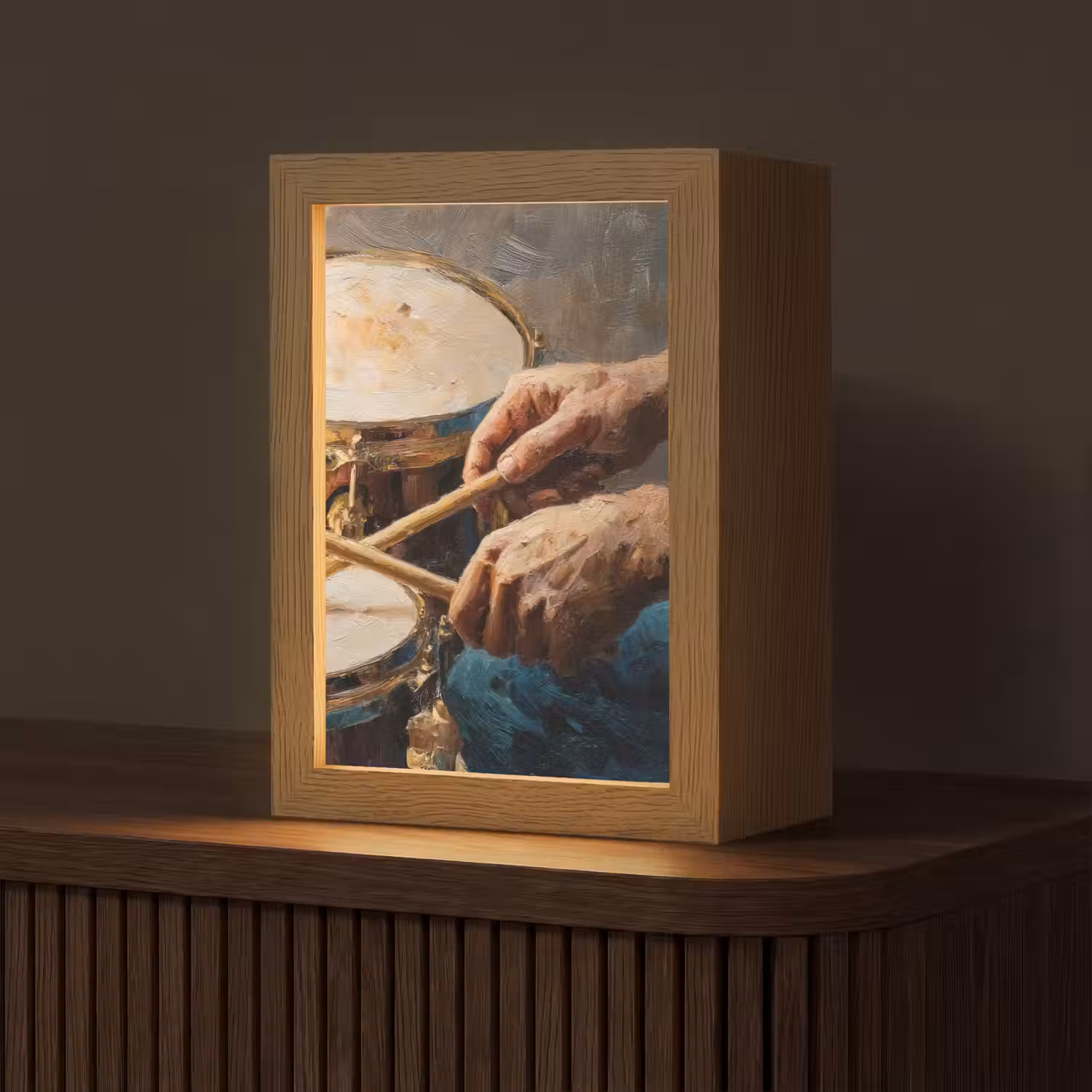 Drumstokken - Olieverf - Man Light Box met kabel (Tafellamp) klein -z3d_website
