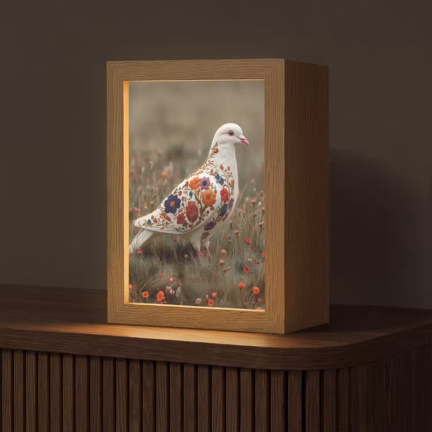 Duif - Bloemen - Natuur Light Box met kabel (Tafellamp) klein -z3d_website