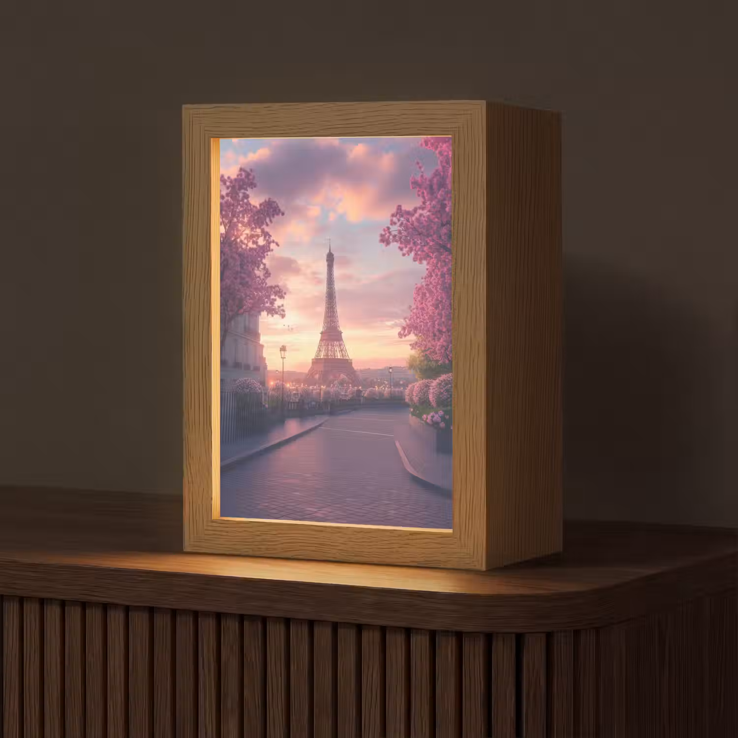 Eiffeltoren - Parijs - Roze Light Box met kabel (Tafellamp) klein -z3d_website