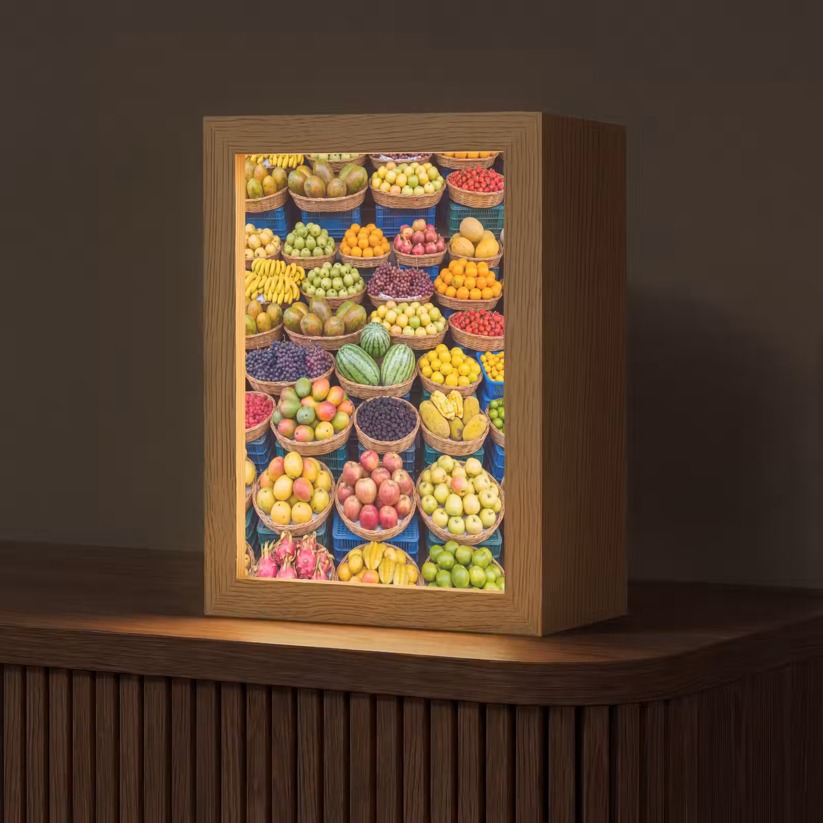 Tafellamp - Fruit - Markt - Kleurrijk - Fruit - Markt - Kleurrijk Light Box met kabel (Tafellamp) klein