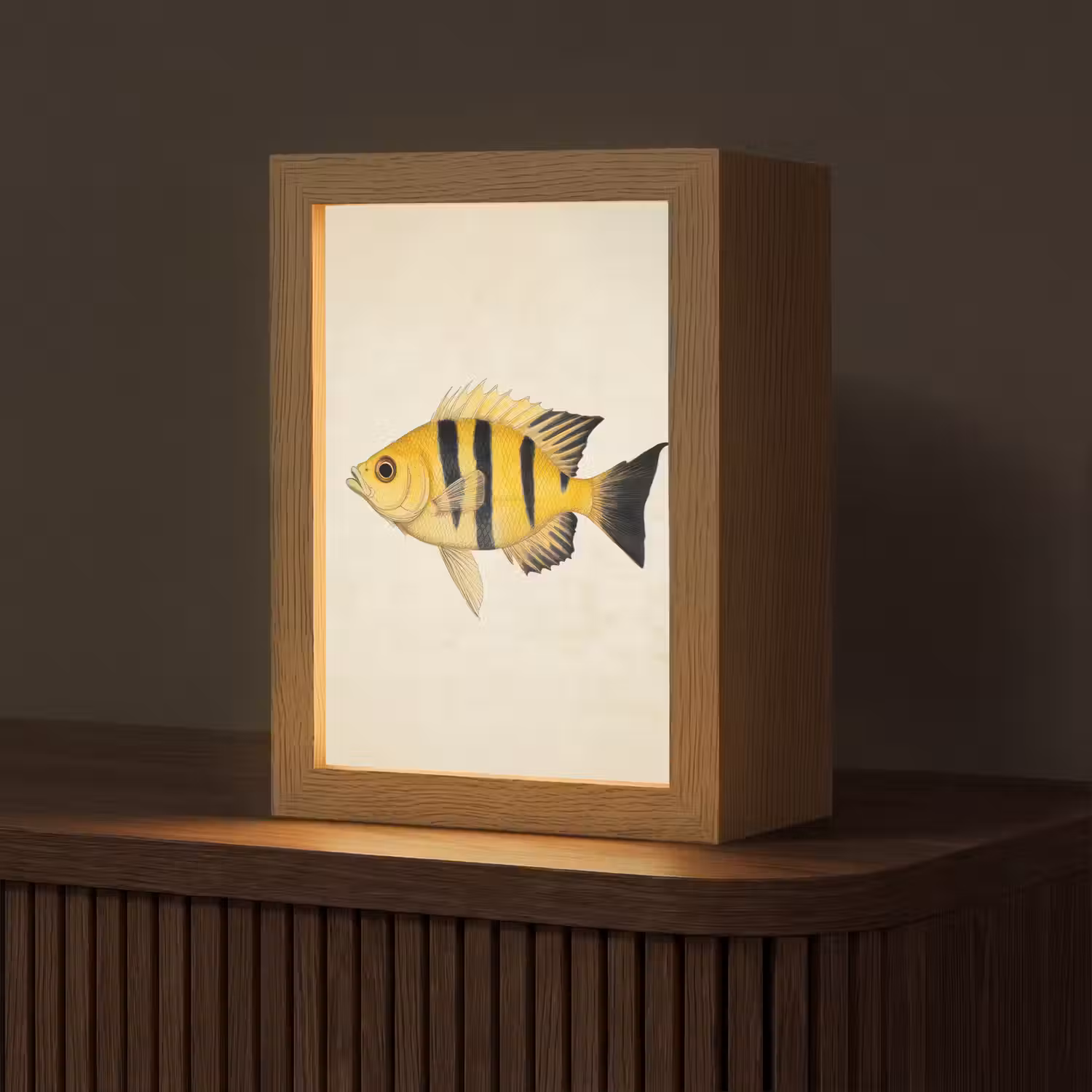 Geel - Vis - Strepen - Tropisch Light Box met kabel (Tafellamp) klein -z3d_website