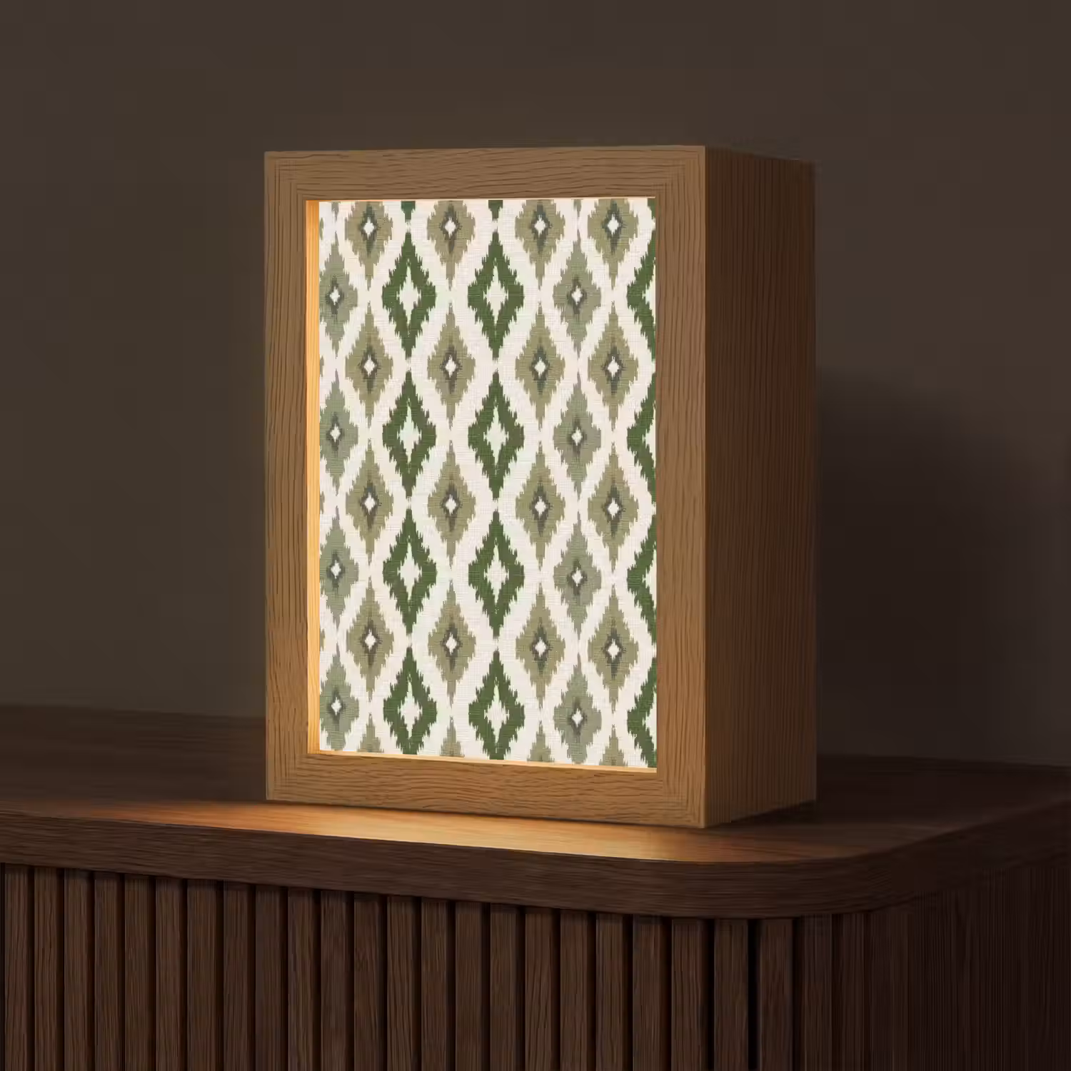 Geografisch - Ruitmotief - Groen Light Box met kabel (Tafellamp) klein 925 -z3d_website