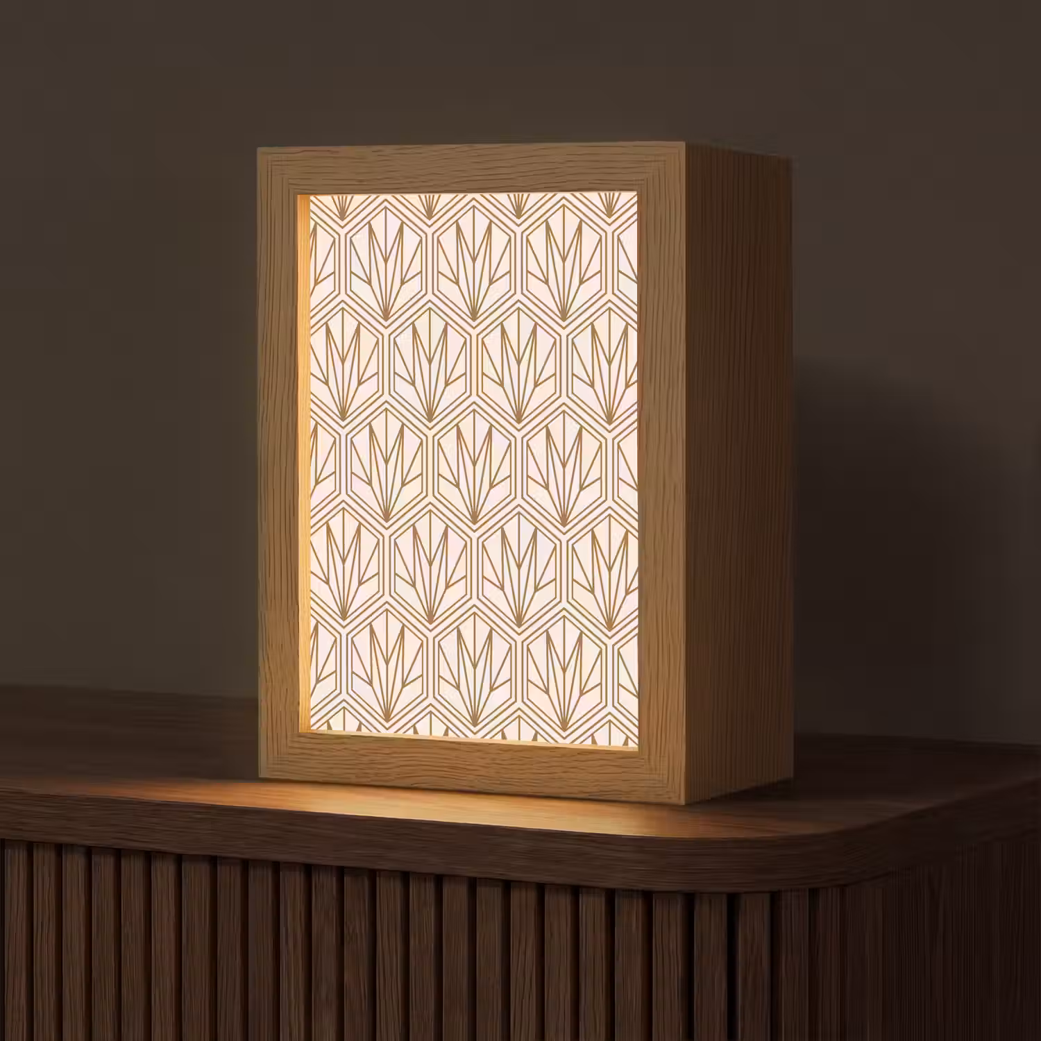 Geometrisch - Patroon - Beige Light Box met kabel (Tafellamp) klein 925 -z3d_website