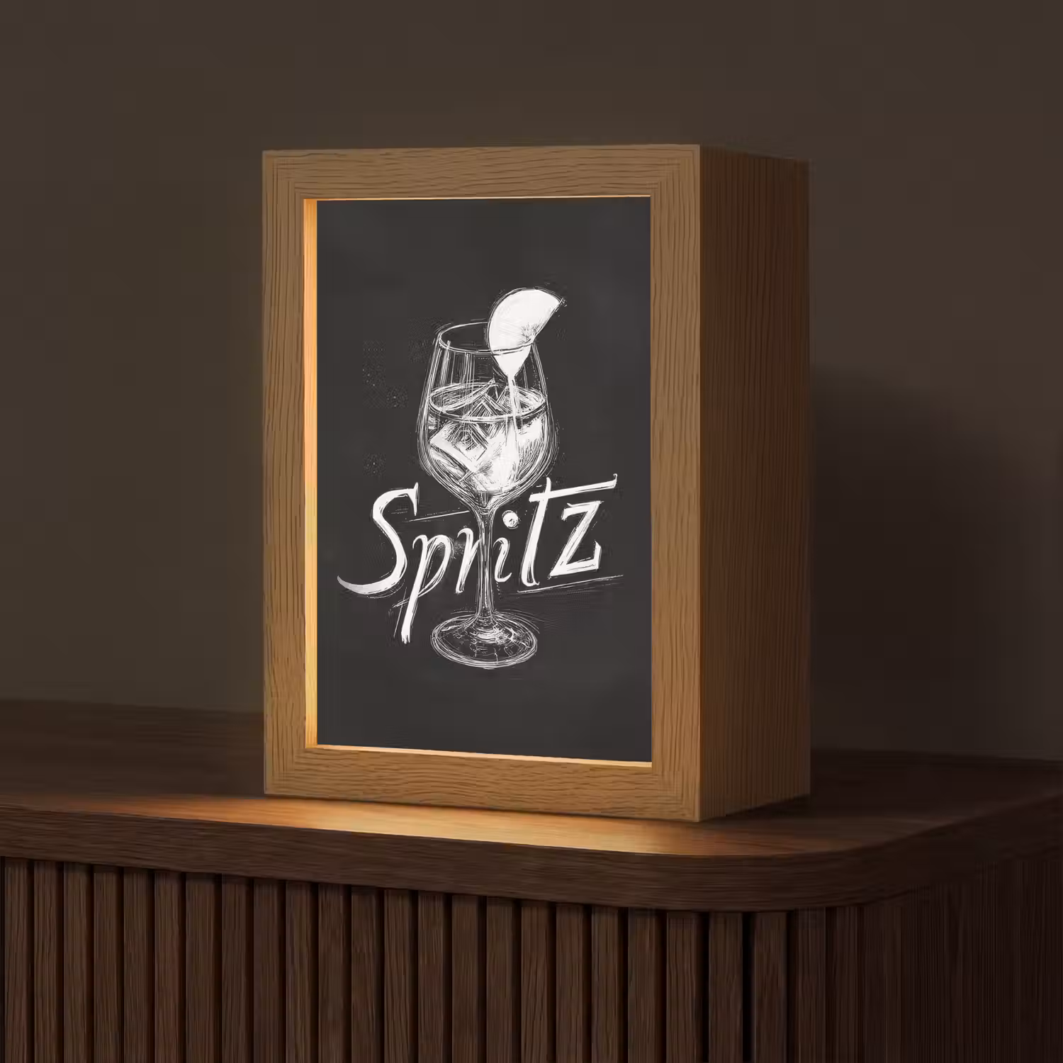 Glas spritz - Krijtletters - Ijsblokjes - Citroen Light Box met kabel (Tafellamp) klein -z3d_website