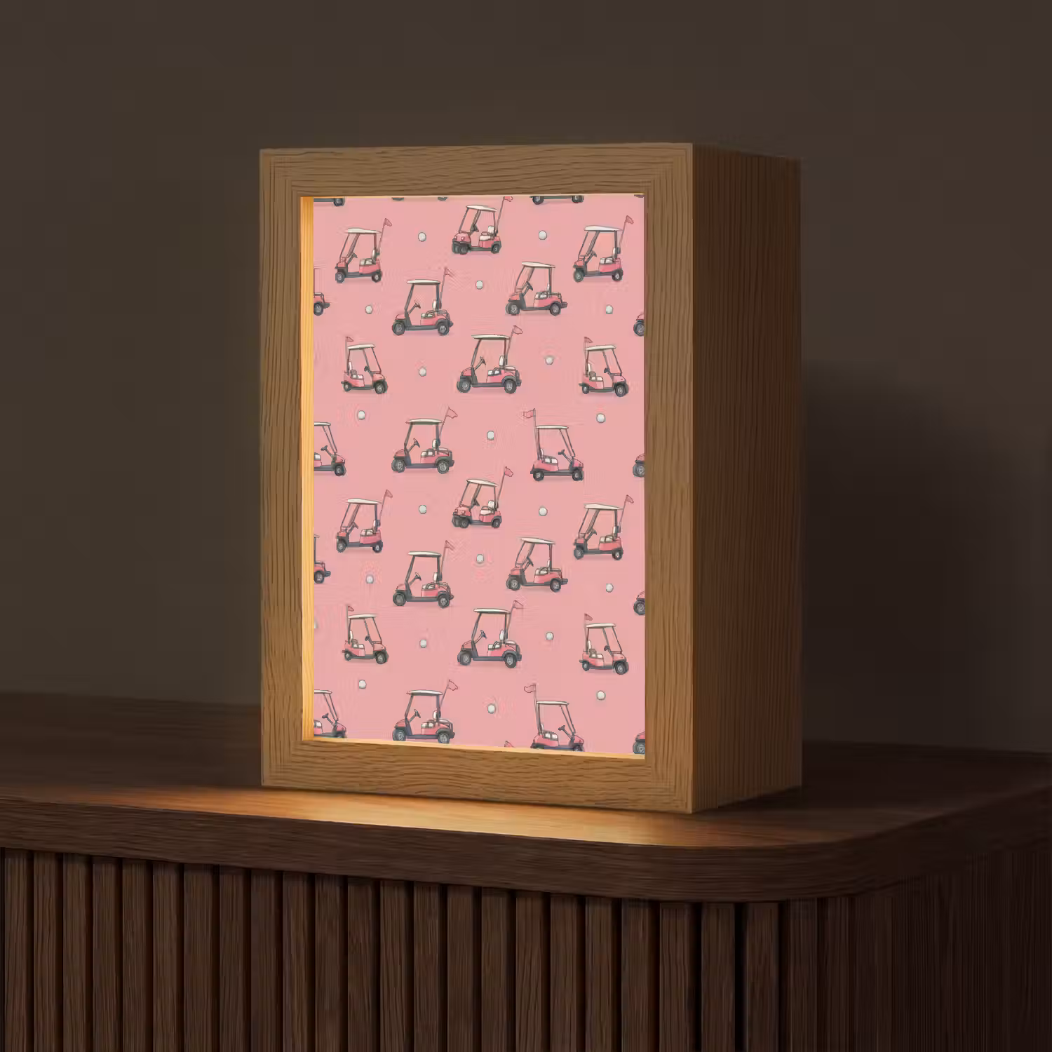 Golfkar - Retro - Roze Light Box met kabel (Tafellamp) klein 925 -z3d_website