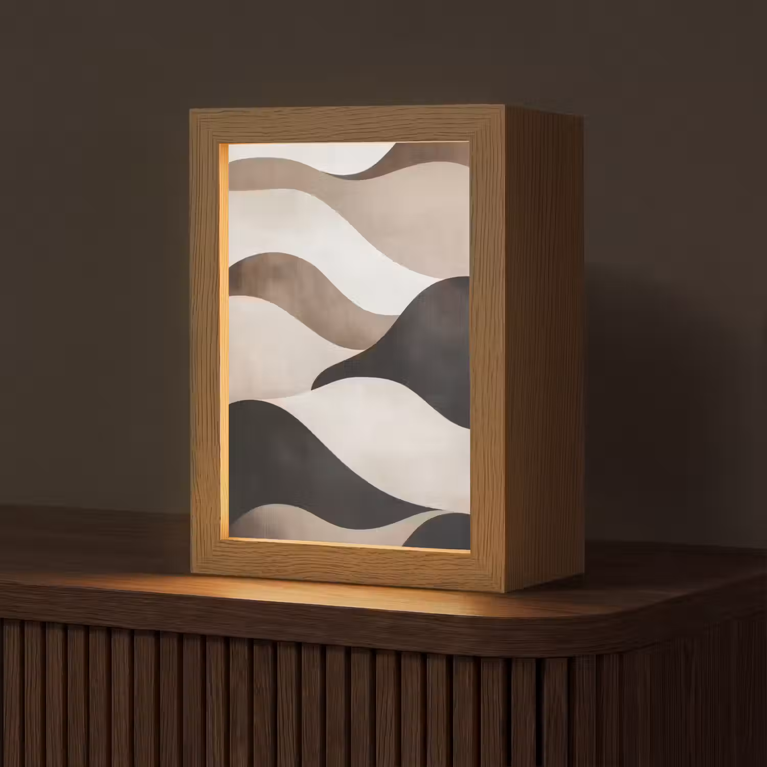 Golven - Abstract - Beige Light Box met kabel (Tafellamp) klein -z3d_website