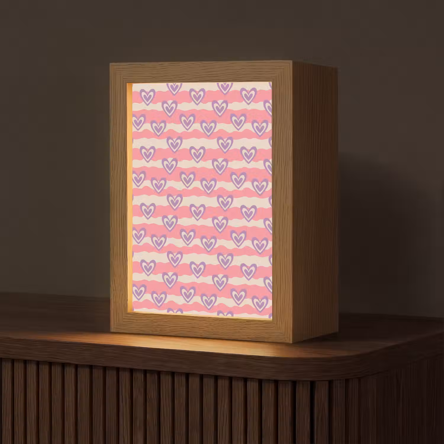 Golven - Patroon - Hartjes - Retro Light Box met kabel (Tafellamp) klein 925 -z3d_website