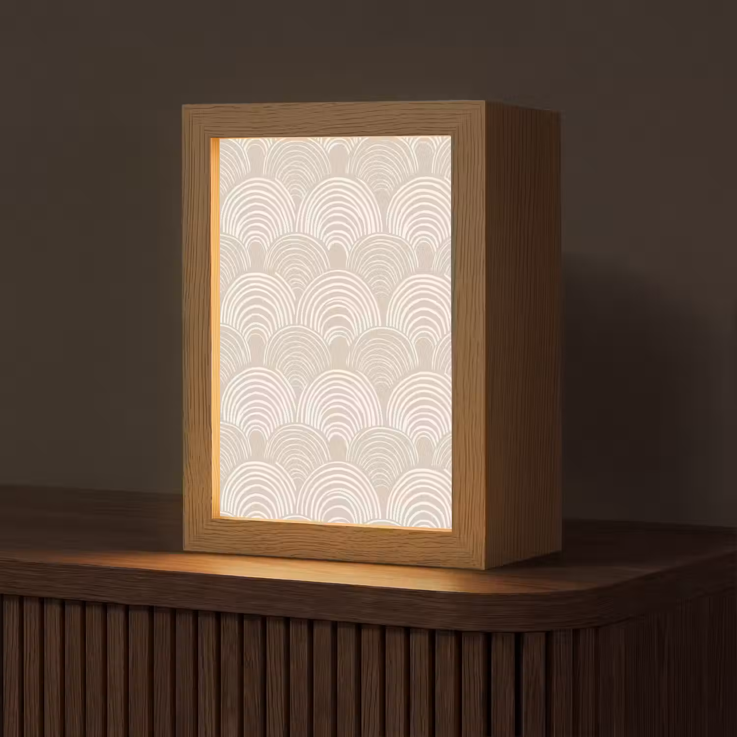 Golven - Structuur - Beige Light Box met kabel (Tafellamp) klein 925 -z3d_website