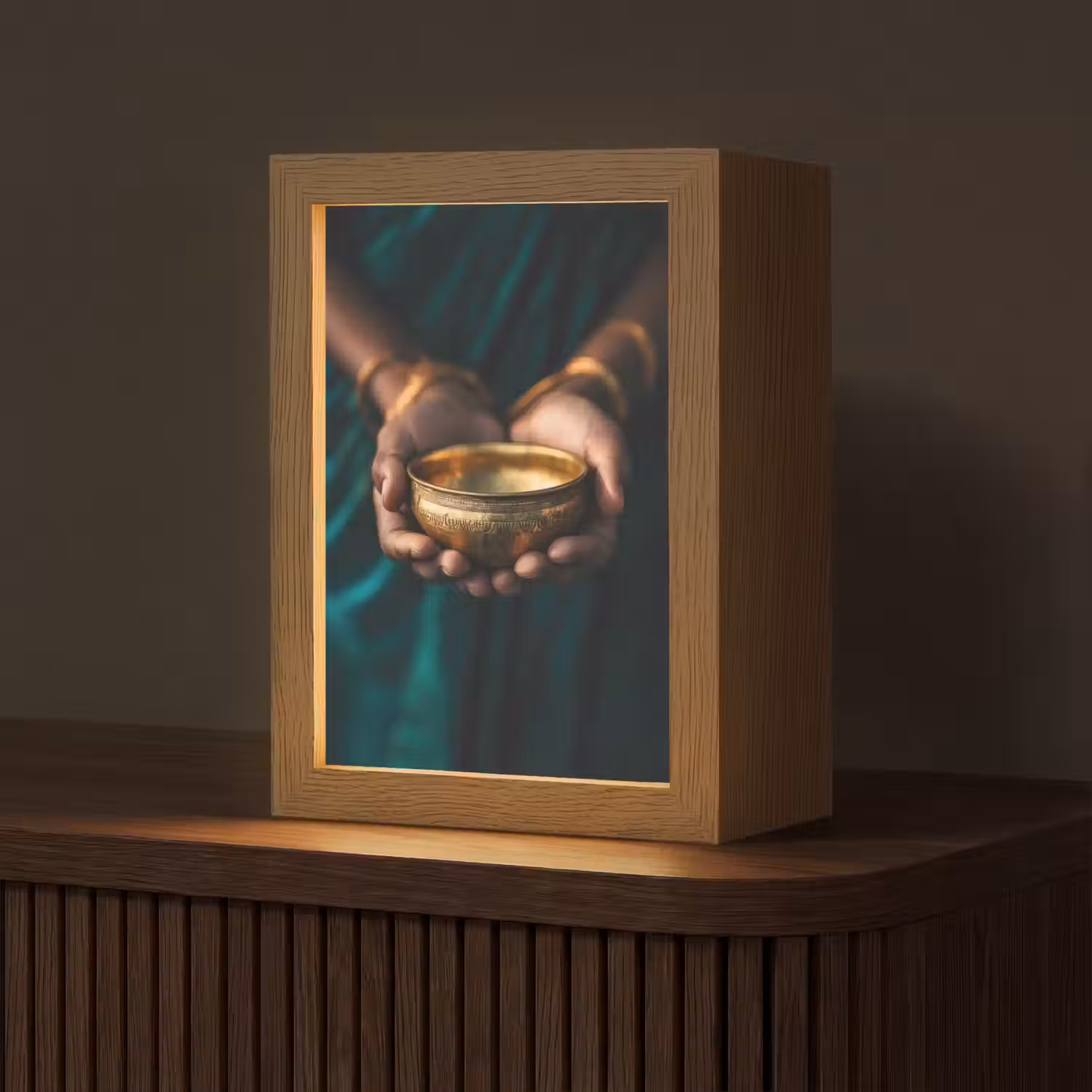 Goud - Kom - Blauw Light Box met kabel (Tafellamp) klein -z3d_website