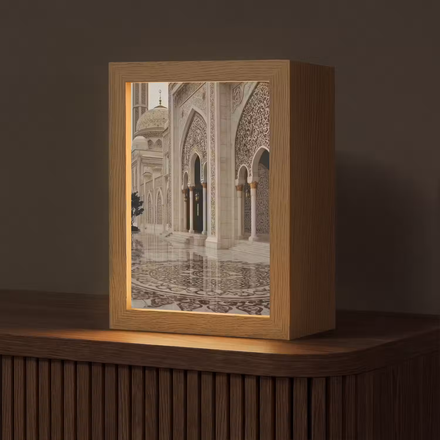 Gouden details - Marmer - Islamitisch Light Box met kabel (Tafellamp) klein -z3d_website