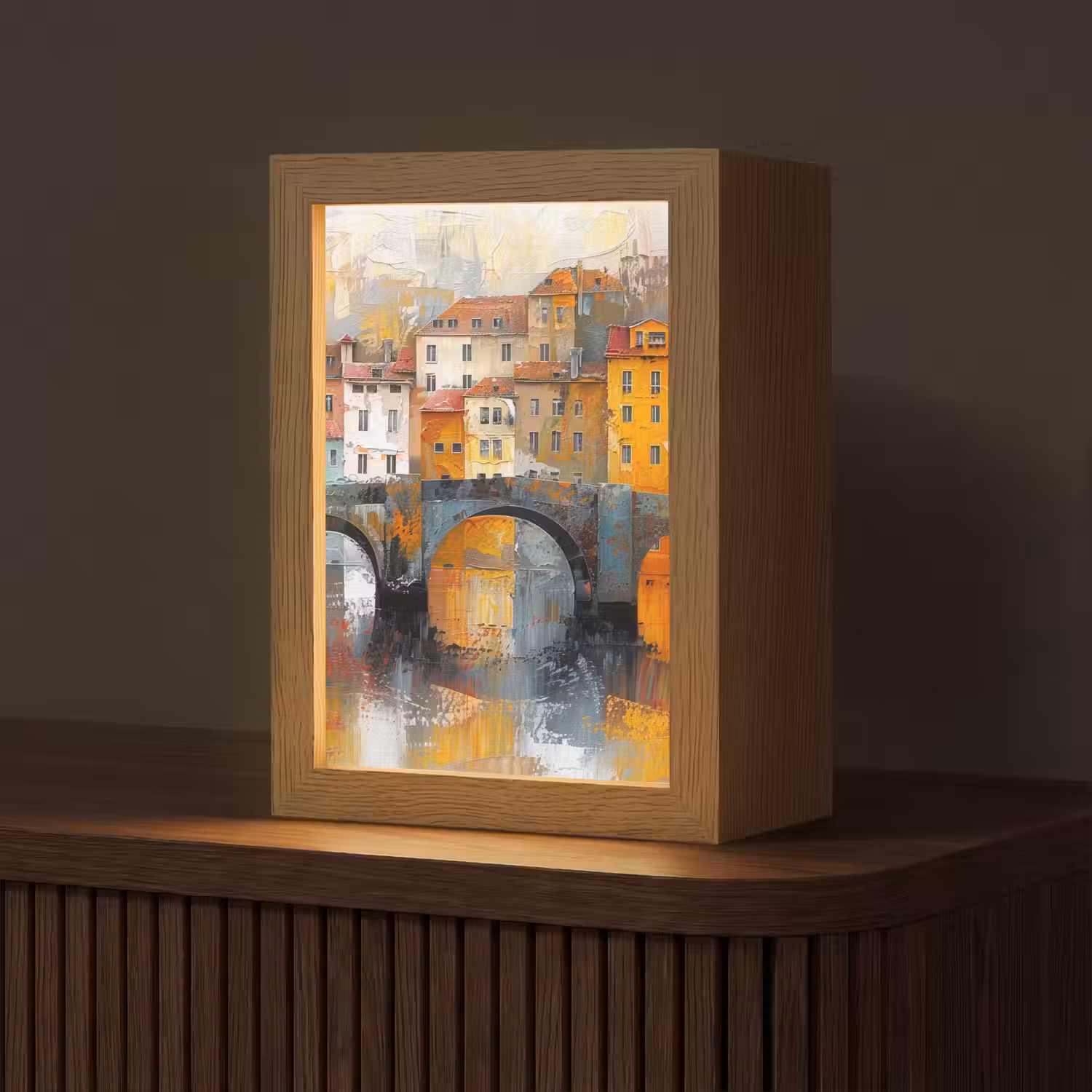 Gracht - Huizen - Kunst - Art Light Box met kabel (Tafellamp) klein -z3d_website