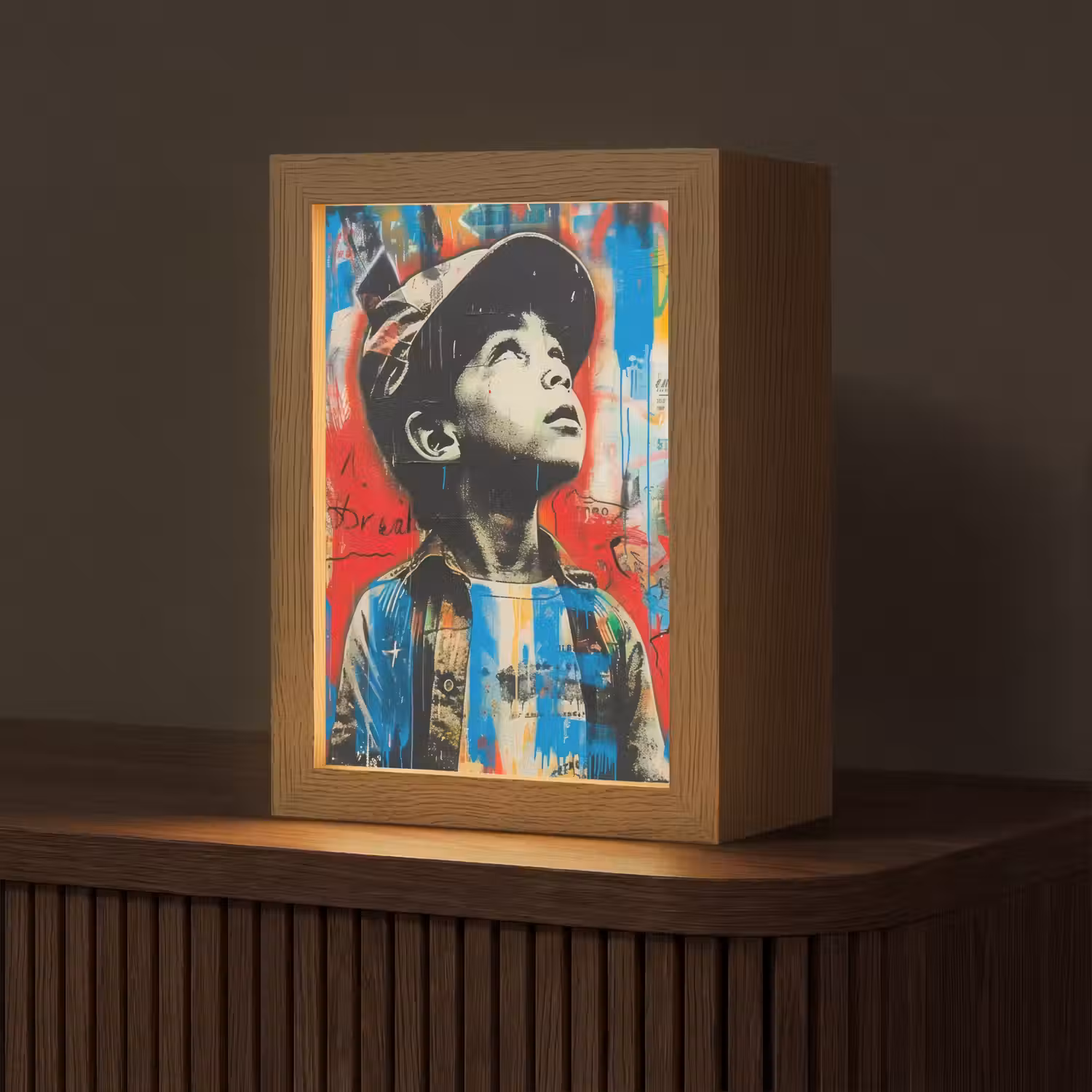 Graffiti - Jongen - Street art - Kleuren Light Box met kabel (Tafellamp) klein -z3d_website