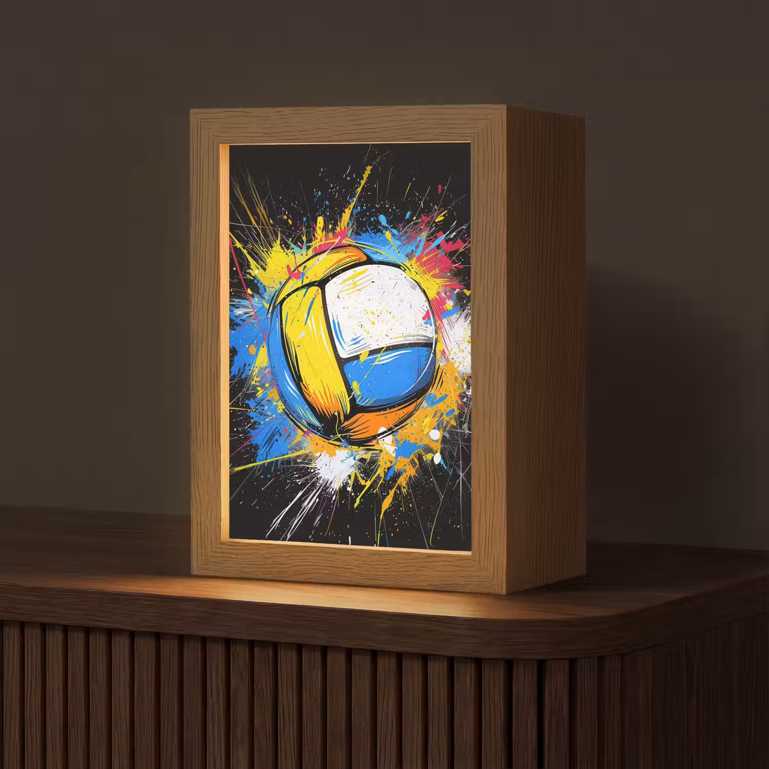 Graffiti - Sport - Volleybal - Bal Light Box met kabel (Tafellamp) klein -z3d_website