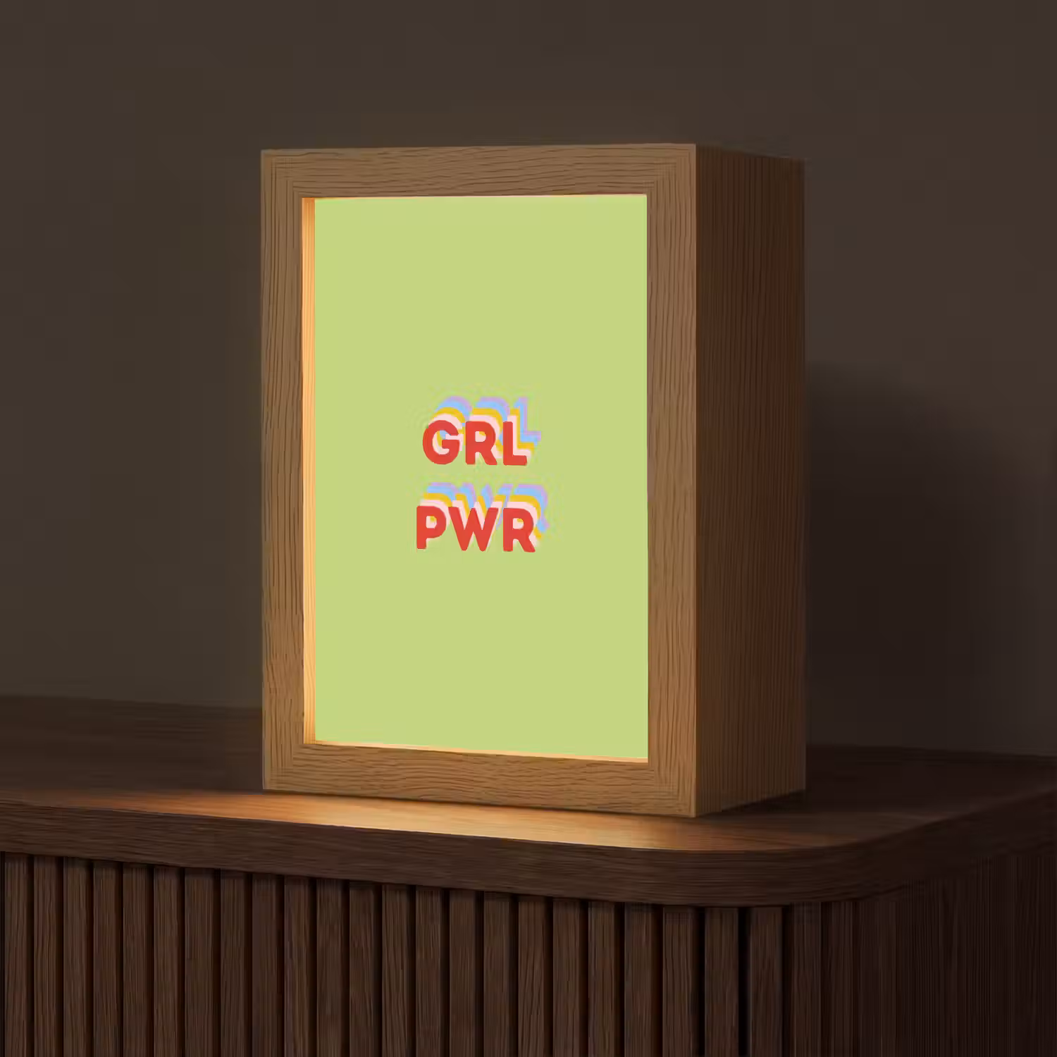 Grl pwr - Groen - Rood - 3D Light Box met kabel (Tafellamp) klein -z3d_website