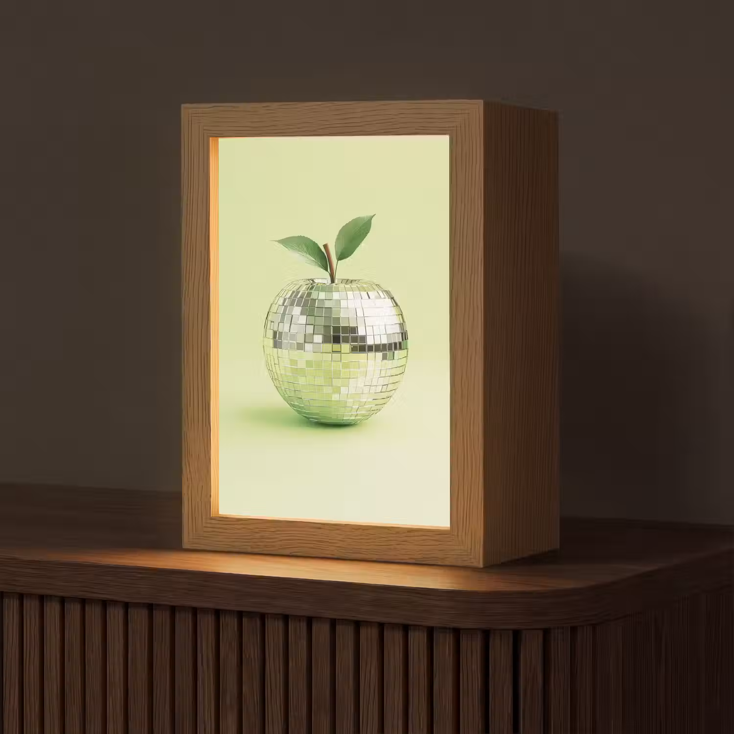 Groen - Disco - Decoratie - Appel Light Box met kabel (Tafellamp) klein -z3d_website