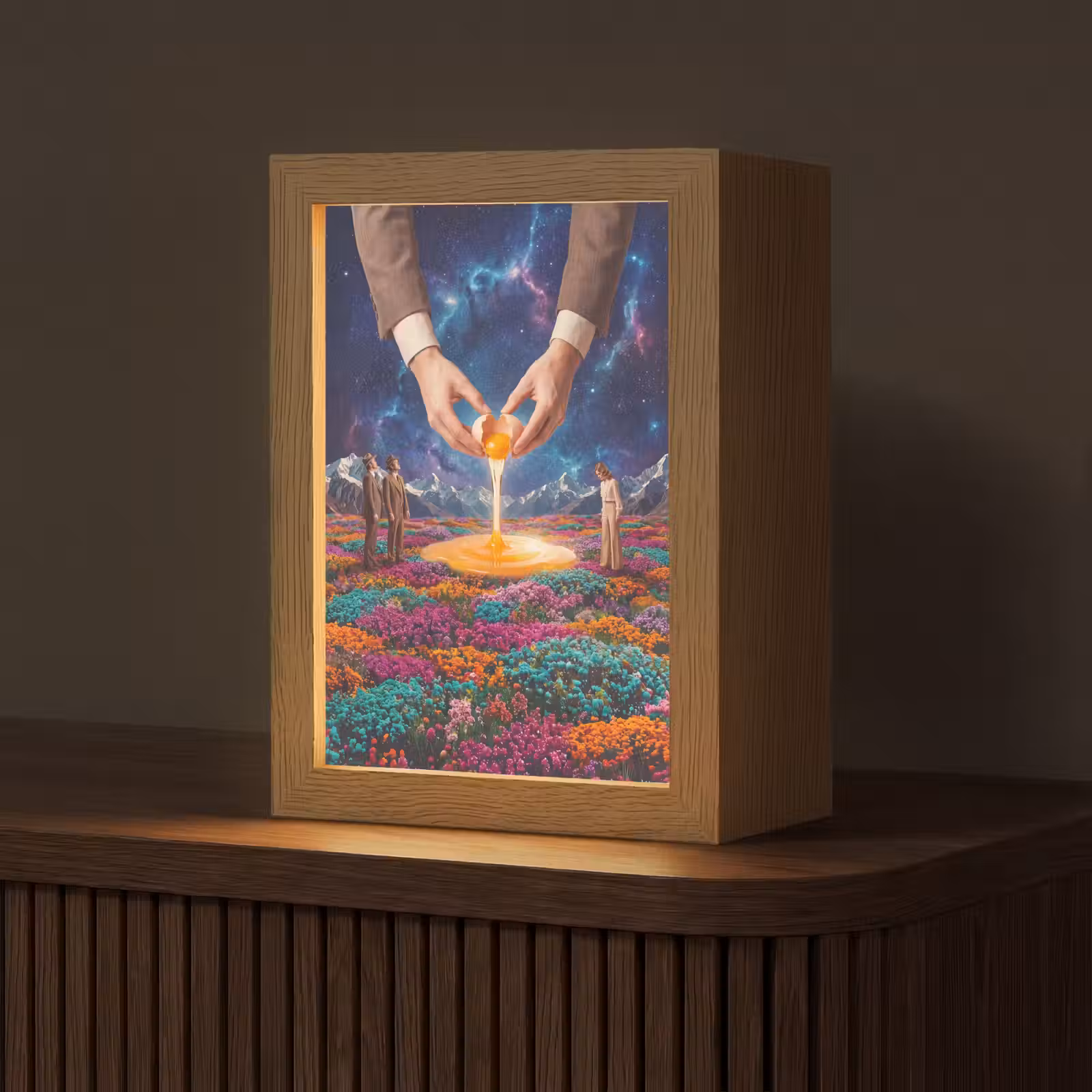 Tafellamp - Handen - Ei - Surrealisme - Handen - Ei - Surrealisme Light Box met kabel (Tafellamp) klein