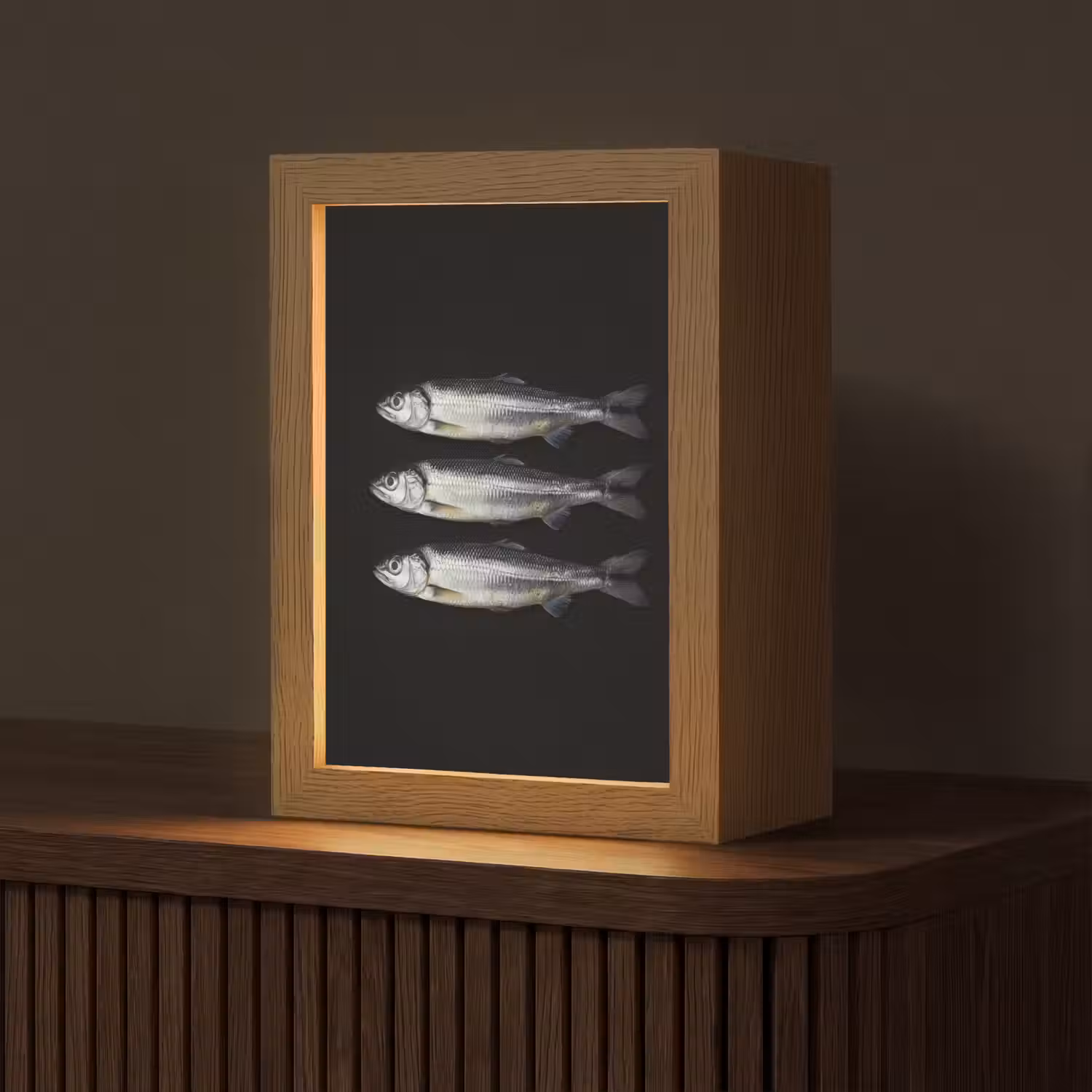 Haring - Vissen - Zwart Light Box met kabel (Tafellamp) klein -z3d_website