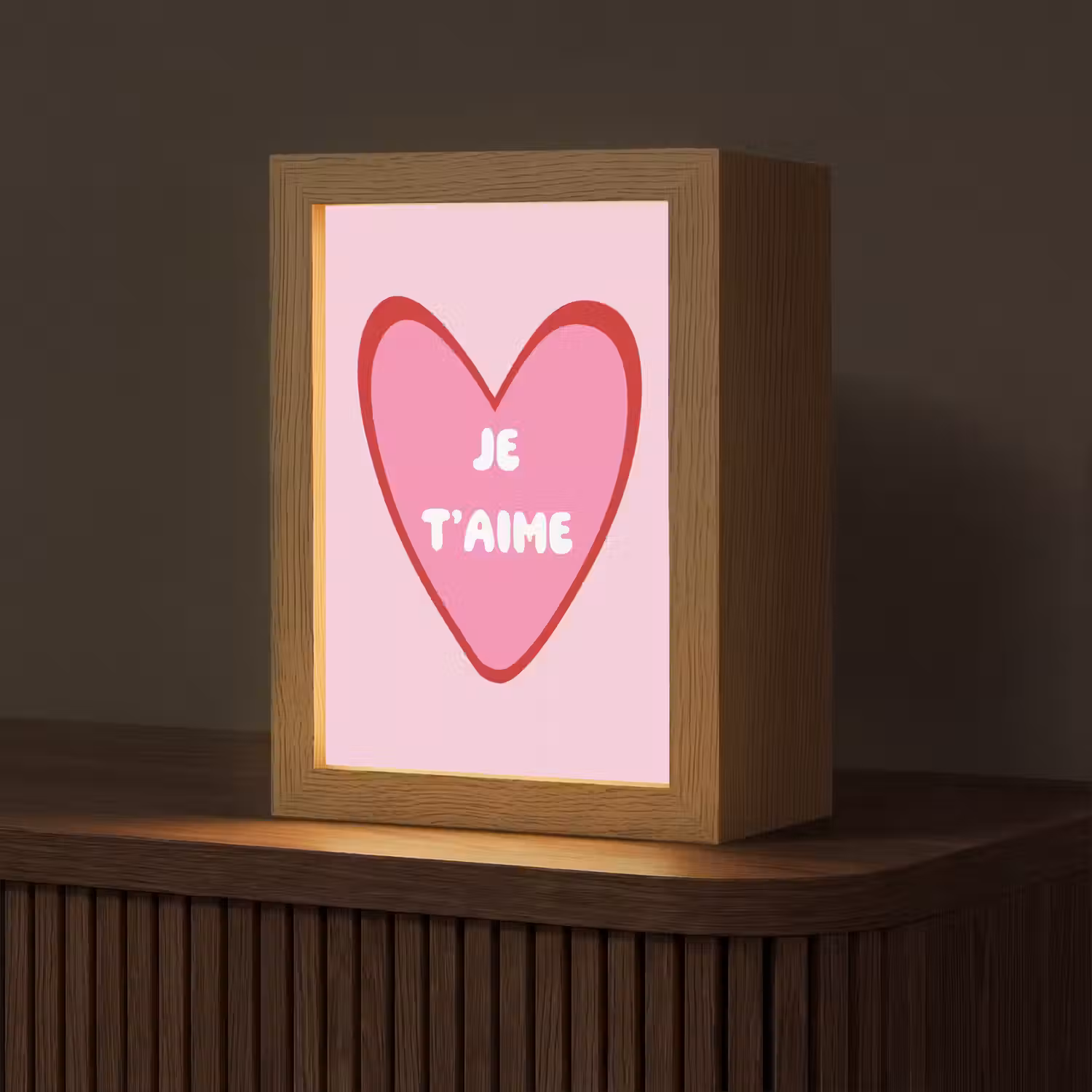 Hart - Frans - Valentijn - Roze Light Box met kabel (Tafellamp) klein -z3d_website