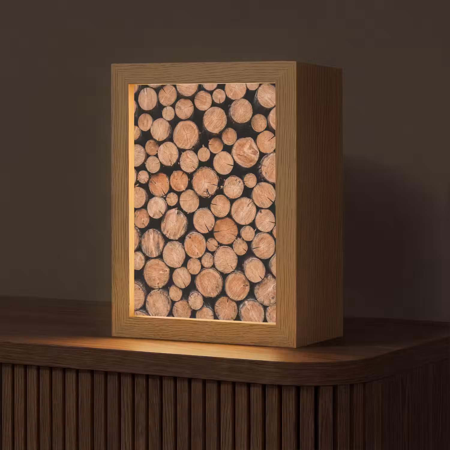 Houtblokken - Textuur - Patroon - Bruin - Rustiek Light Box met kabel (Tafellamp) klein -z3d_website