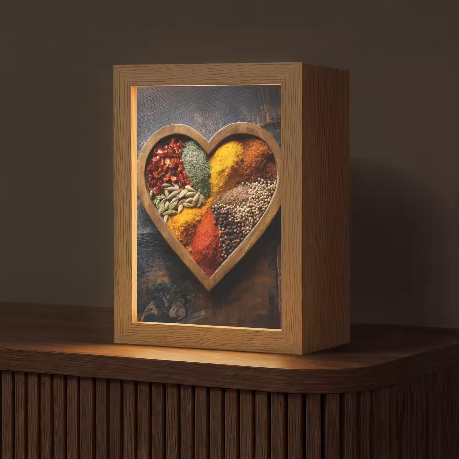 Houten - Hart - Kleurrijke - Specerijen Light Box met kabel (Tafellamp) klein -z3d_website