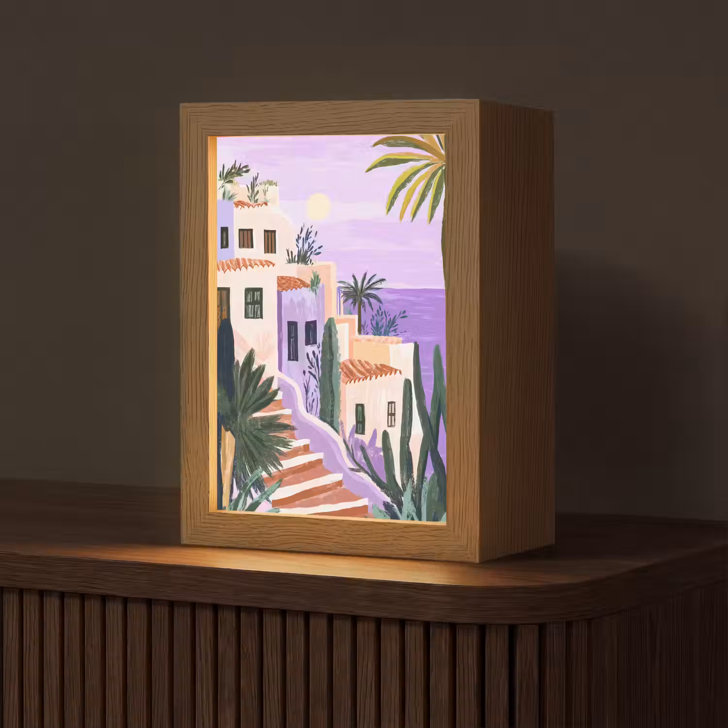 Huizen - Minimalistisch - Palmbomen - Kust Light Box met kabel (Tafellamp) klein -z3d_website
