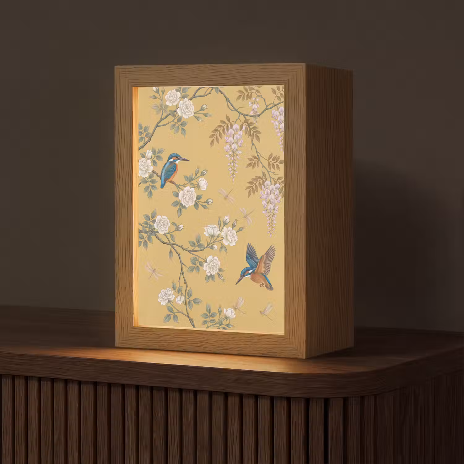 IJsvogels - Bloesem - Geel Light Box met kabel (Tafellamp) klein -z3d_website