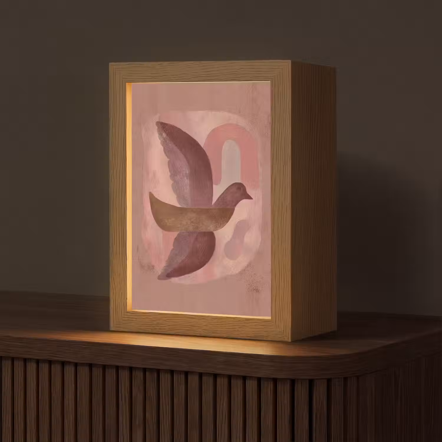 Illustratie - Vogels - Abstract - Roze Light Box met kabel (Tafellamp) klein -z3d_website